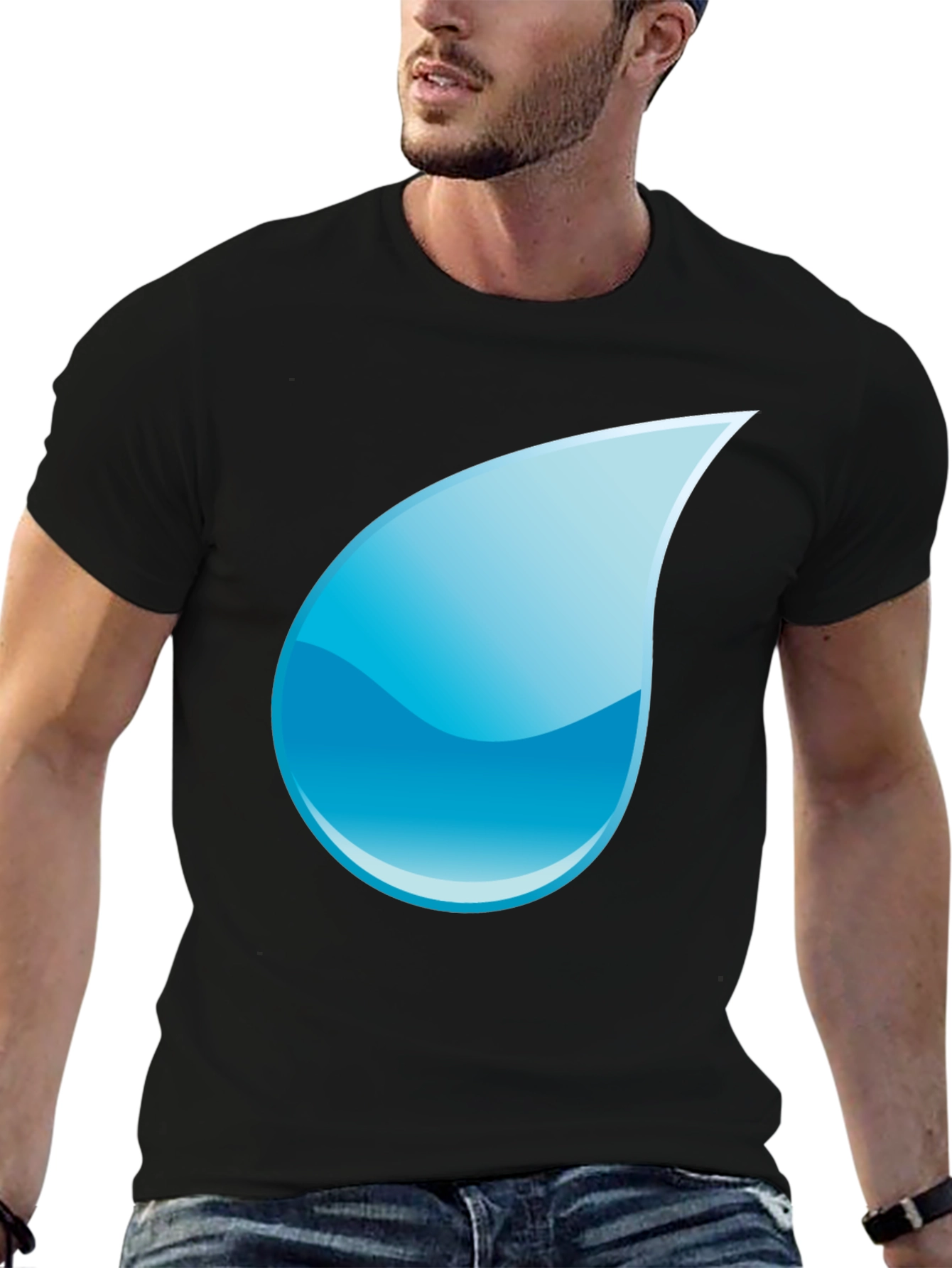 Black Black T-Shirt with Water Drop Design view 6