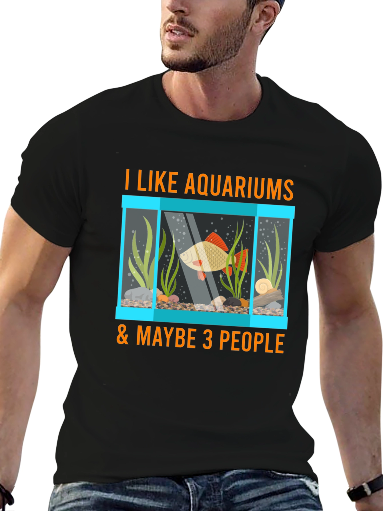 Black Aquarium Lover T-Shirt: Fish Tank & Maybe 3 People view 6