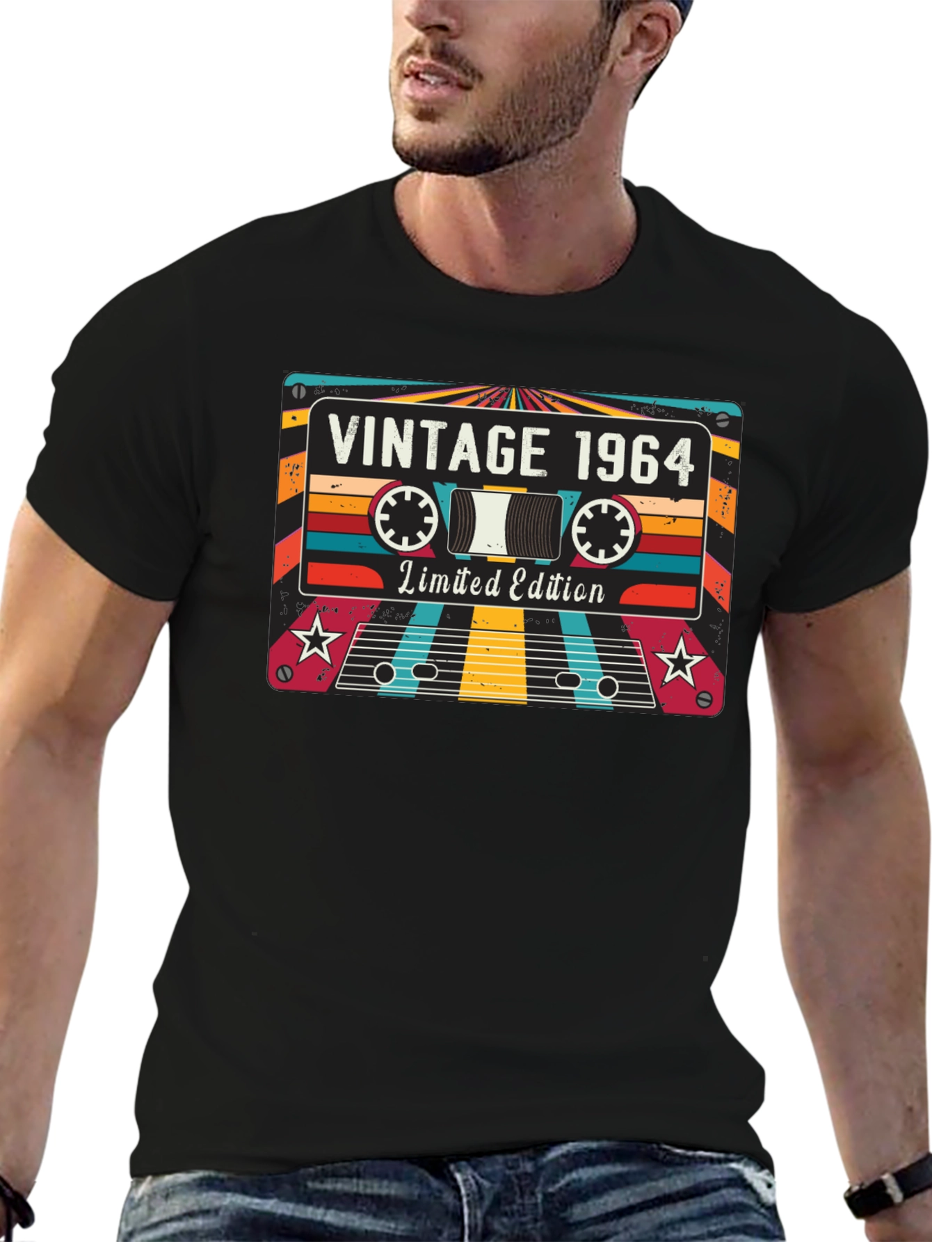 Black Vintage 1964 Cassette Tape T-Shirt - Limited Edition view 6