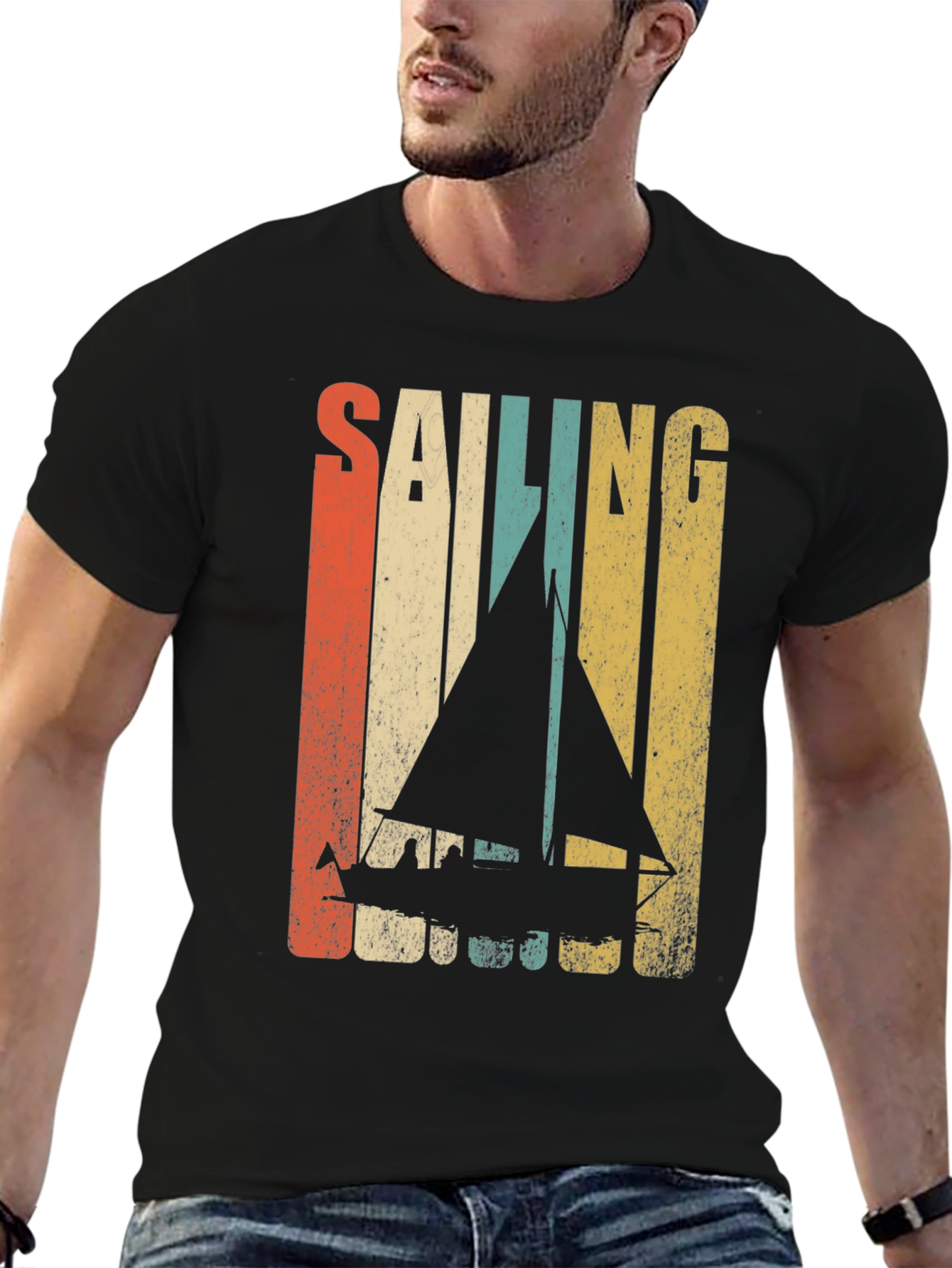 Black Sailing Retro T-Shirt view 6