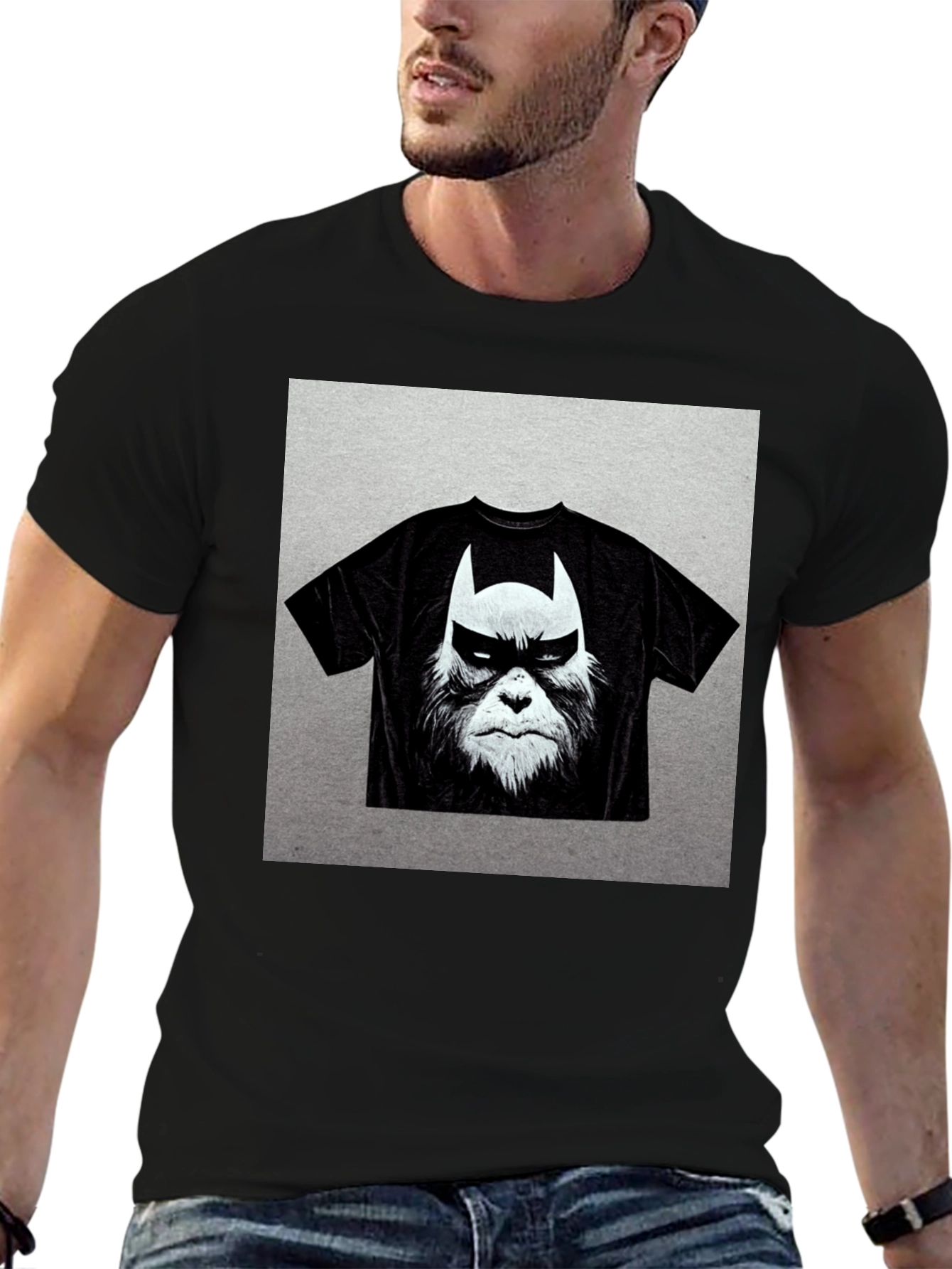 Black Batman Bigfoot Graphic Tee - Black Cotton Blend view 6