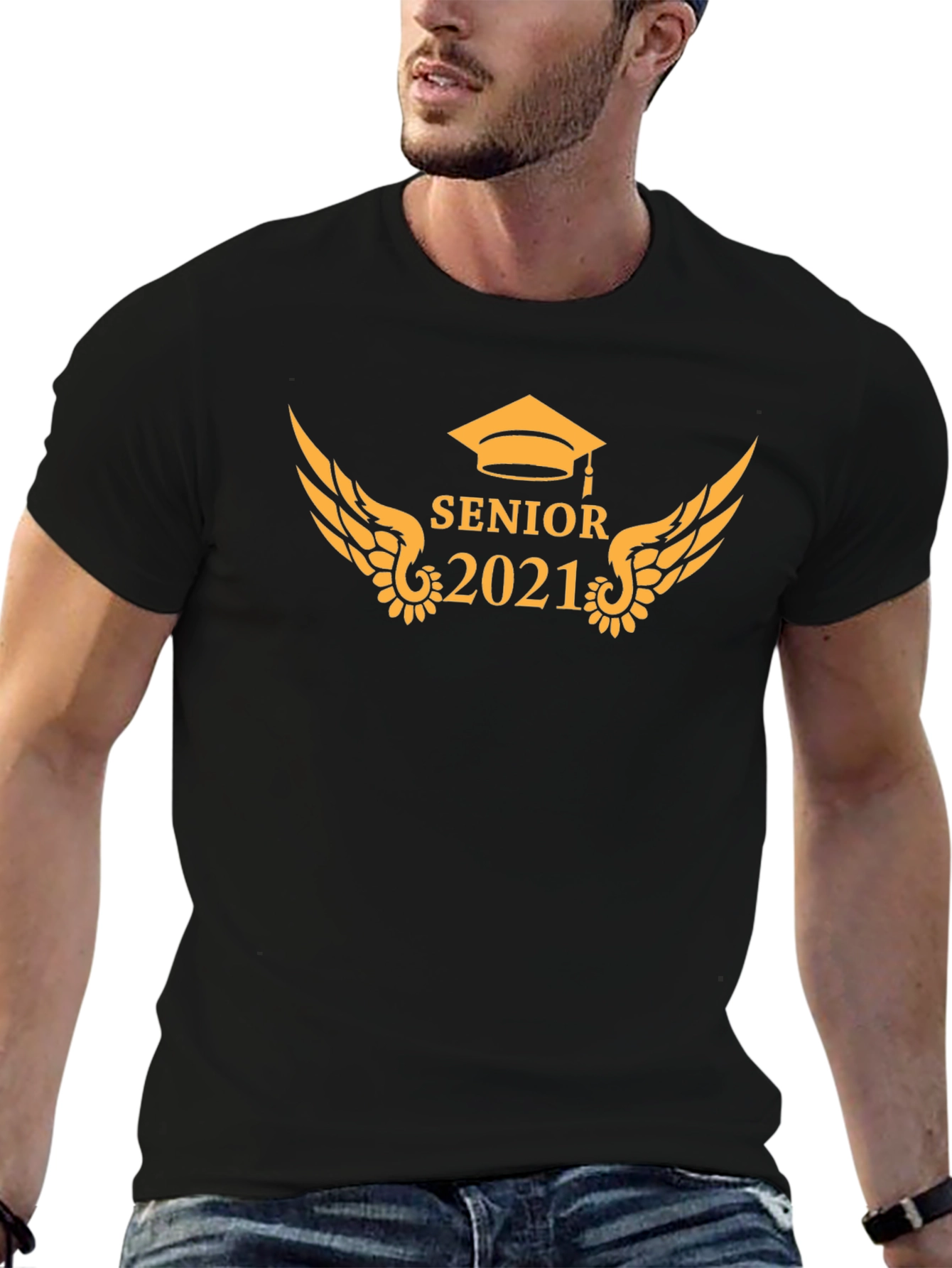 Senior 2021 Black Graphic T-Shirt - 6