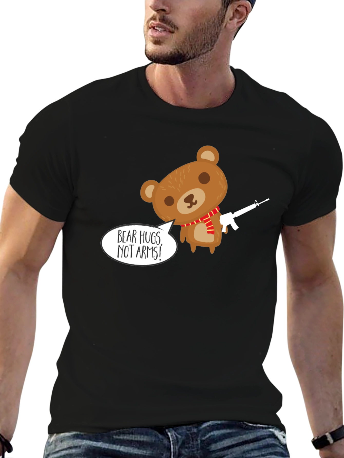Black Bear Hugs Not Arms T-Shirt - Graphic Tee view 6