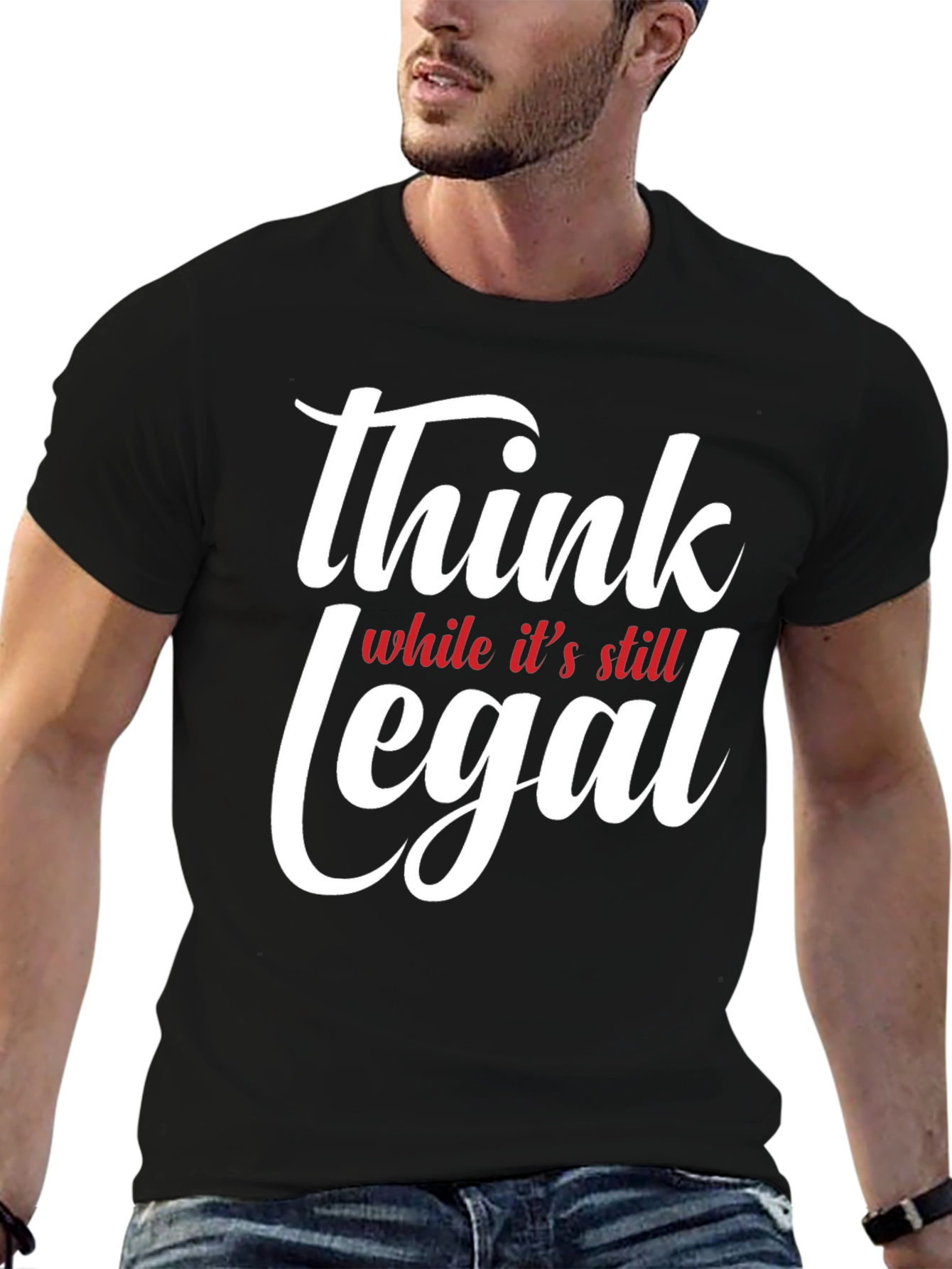 Black Think While It's Still Legal T-Shirt view 6