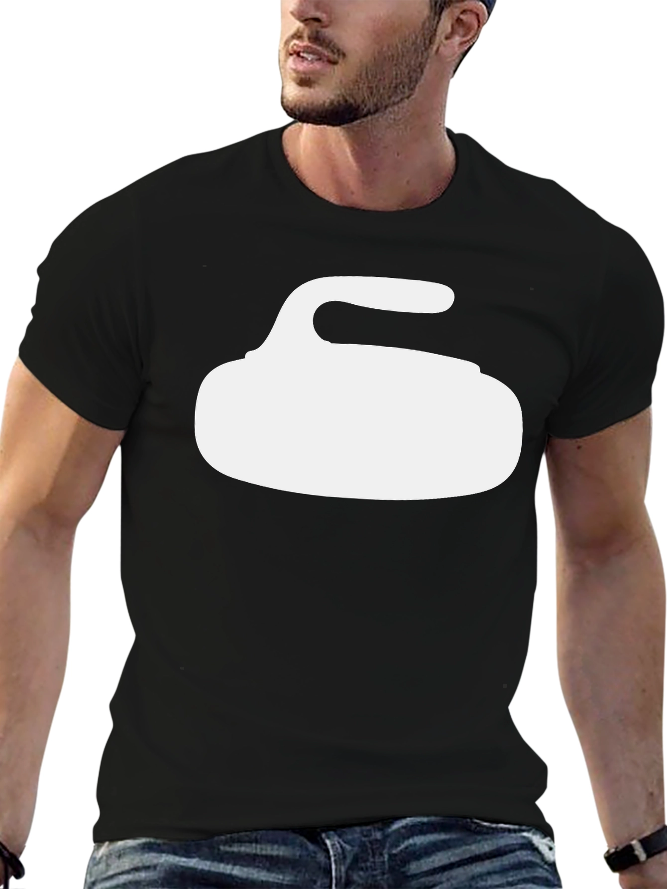 Black Curling Stone Graphic Tee - Black view 6
