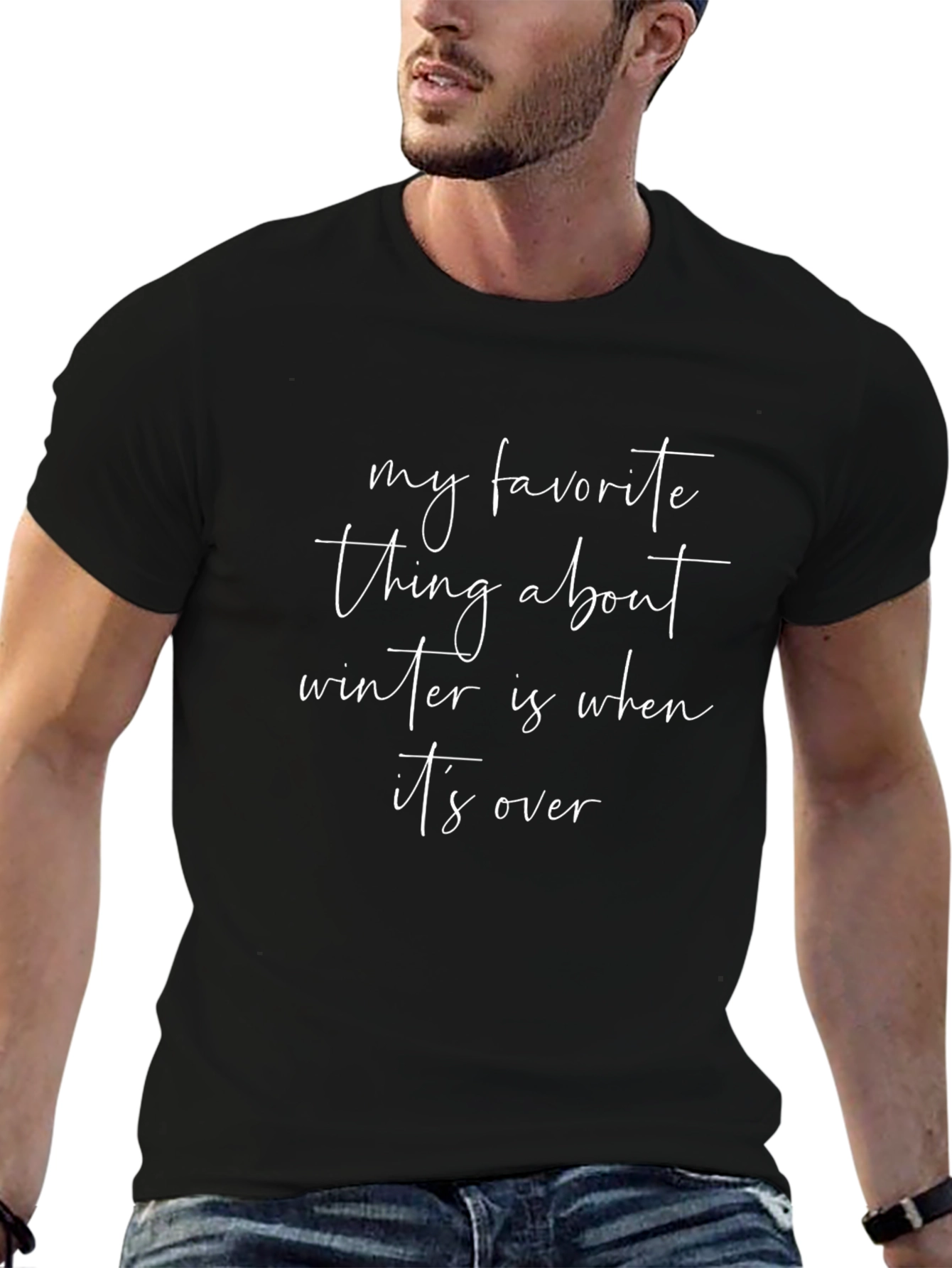 Black Funny Winter Hater T-Shirt - "My Favorite Thing About Winter" view 6