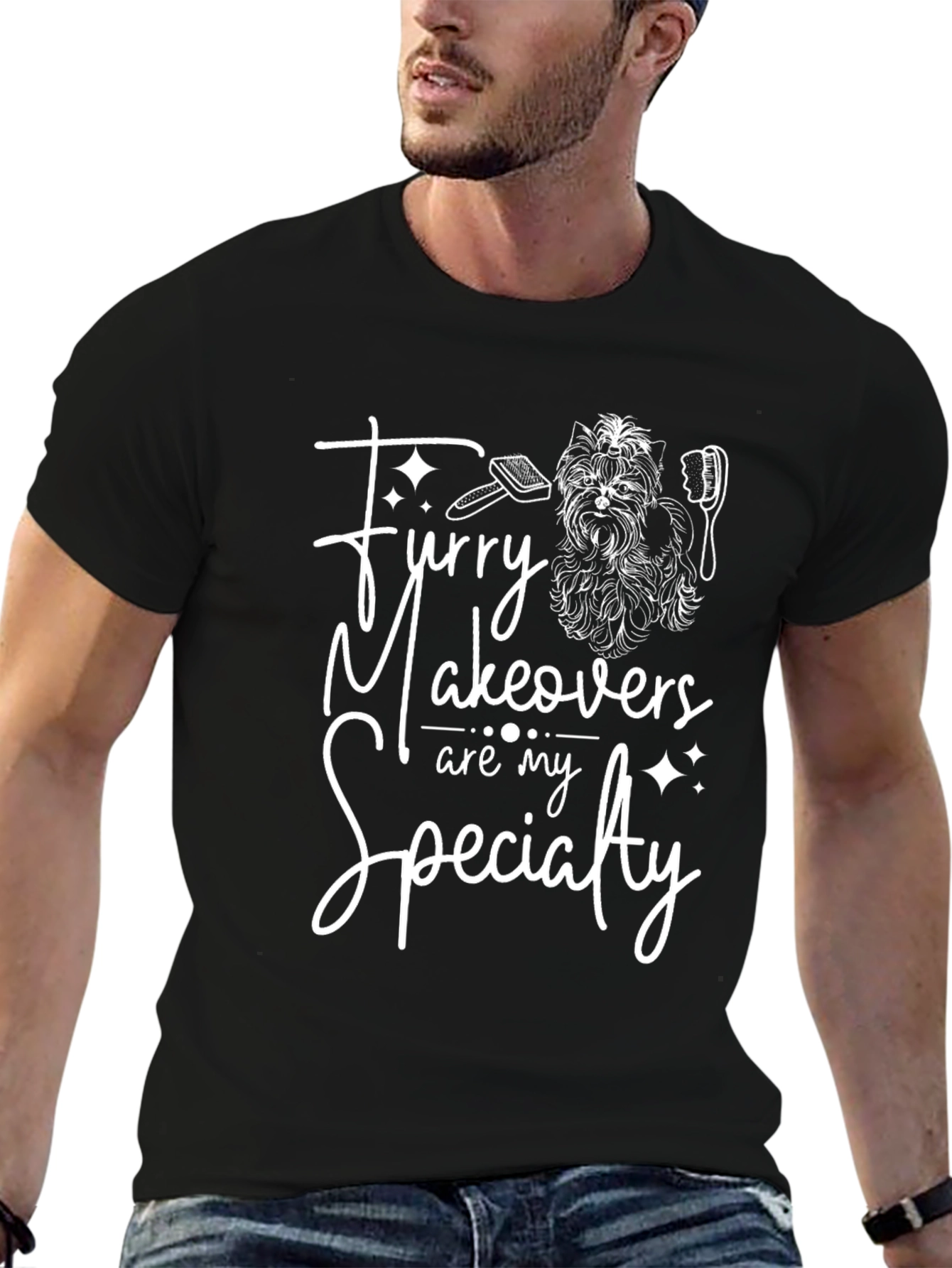 Black Furry Makeovers T-Shirt view 6