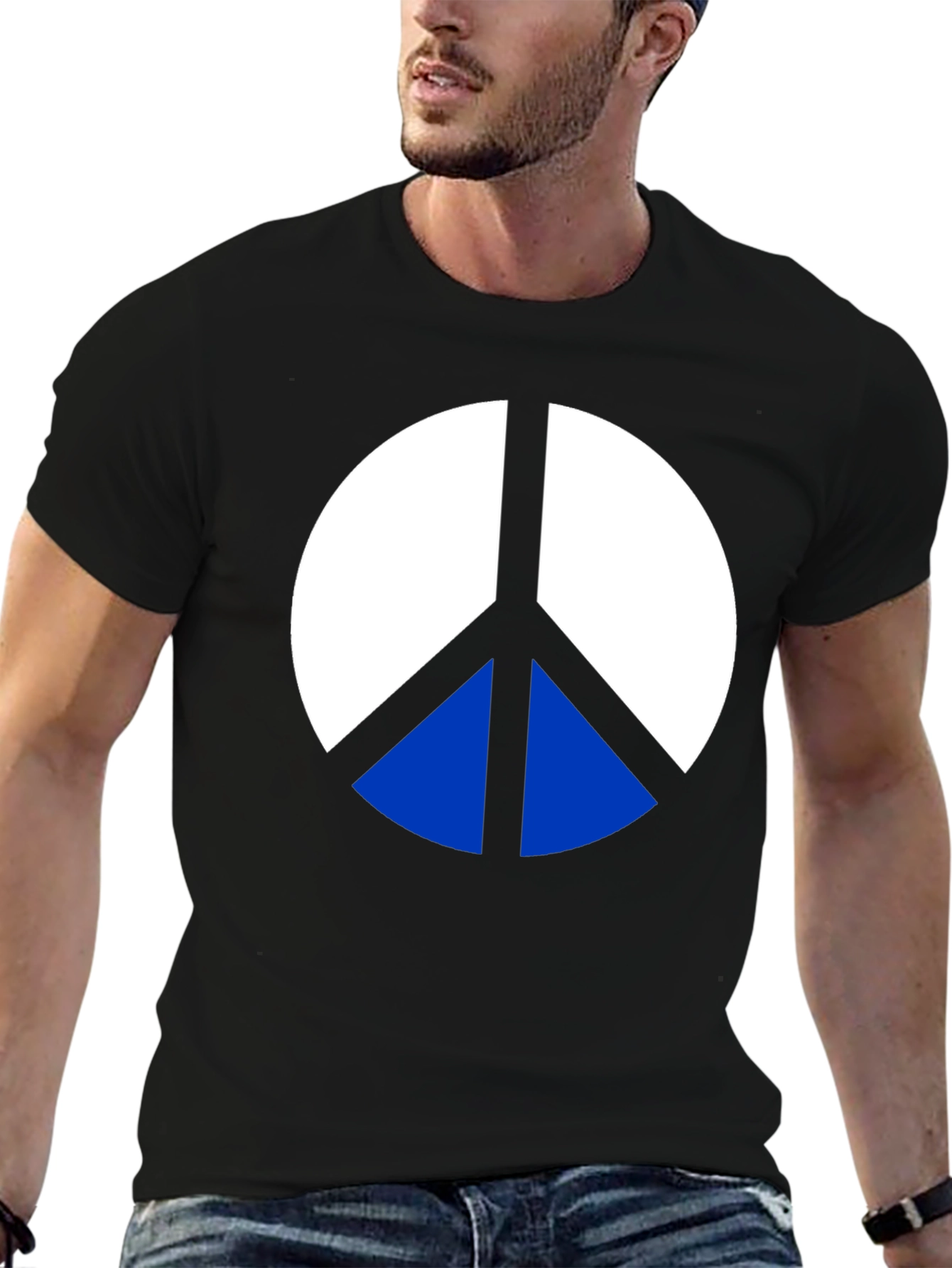 Black Peace Sign Graphic Tee - Classic Black T-Shirt view 6