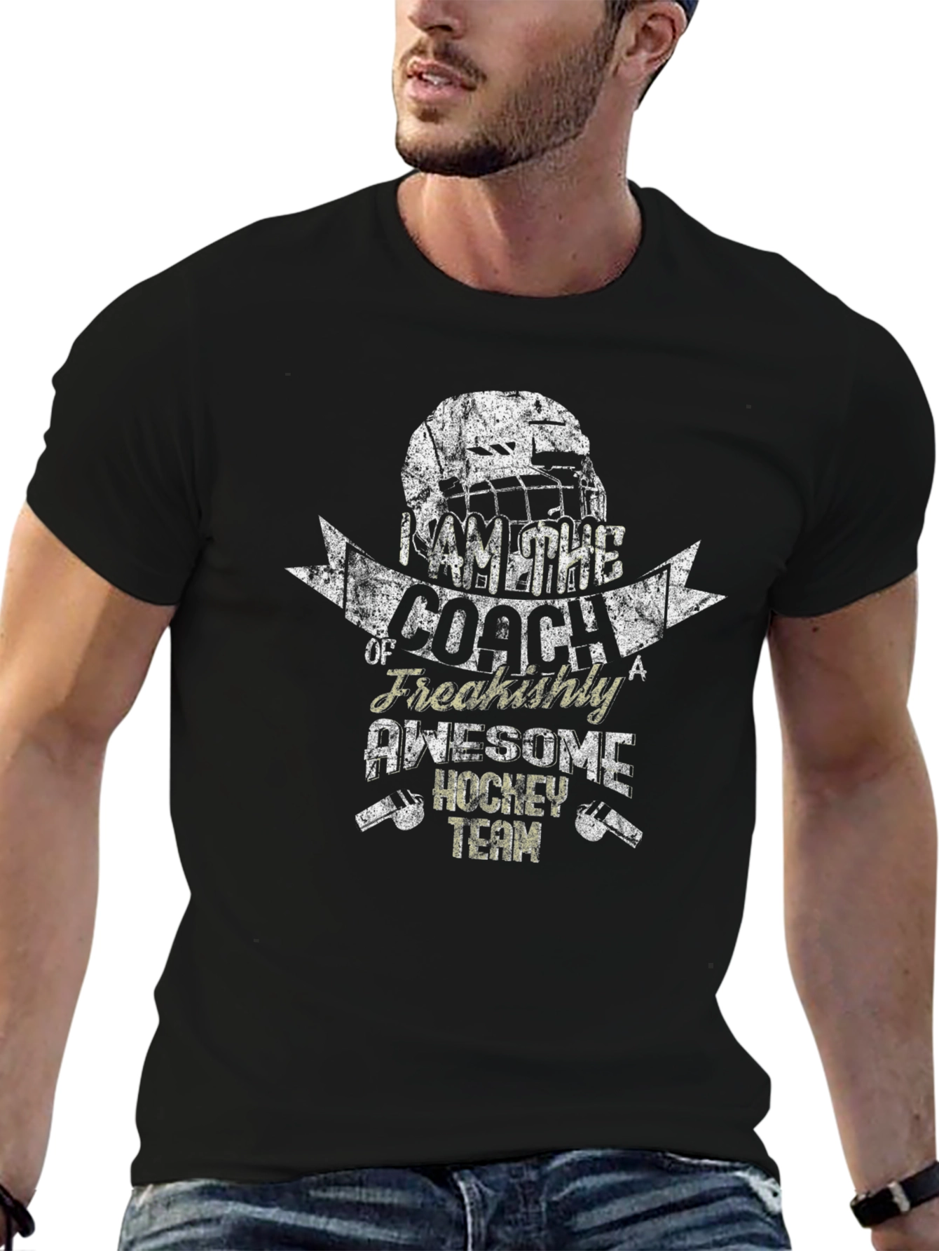 Black Awesome Hockey Coach Graphic Tee view 6