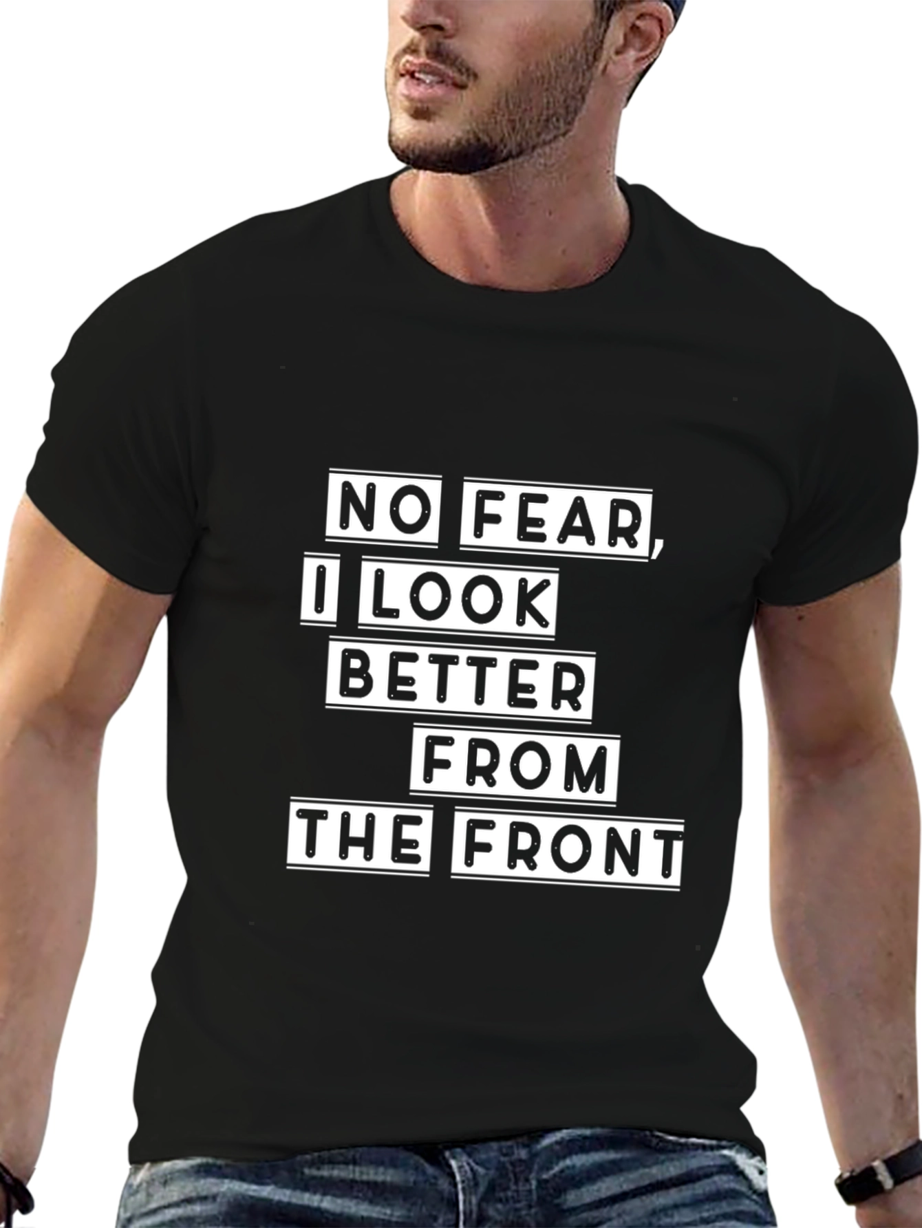 Black Funny "No Fear" Graphic T-Shirt view 6