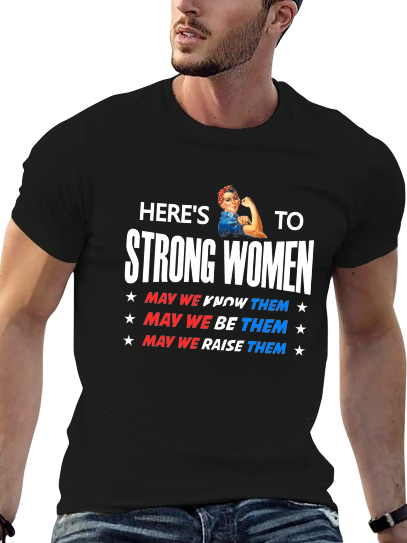 Black Here's To Strong Women Graphic T-Shirt view 6