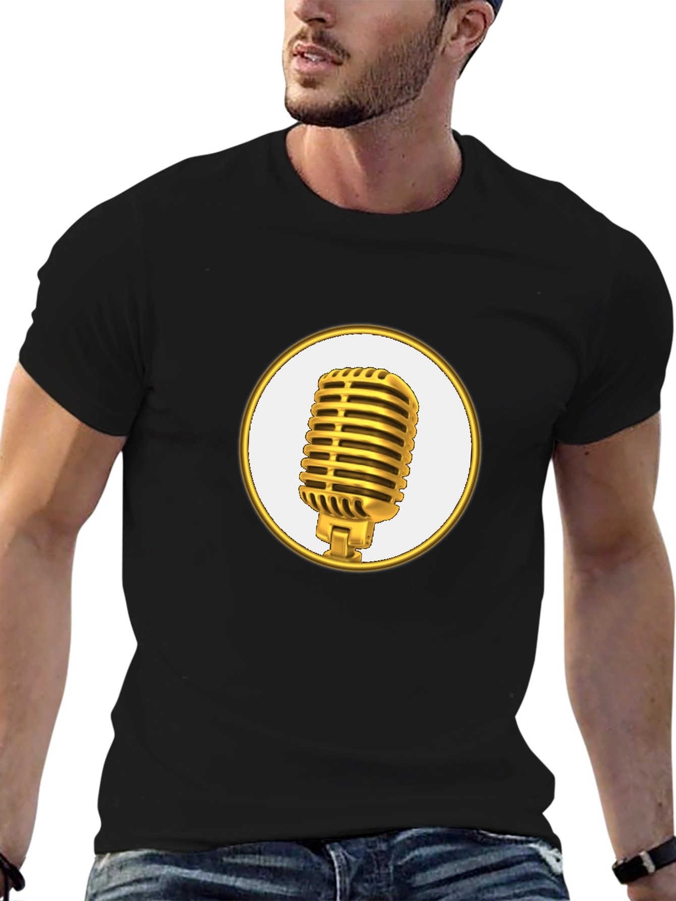 Black Retro Microphone Graphic Tee - Stylish & Comfortable view 6