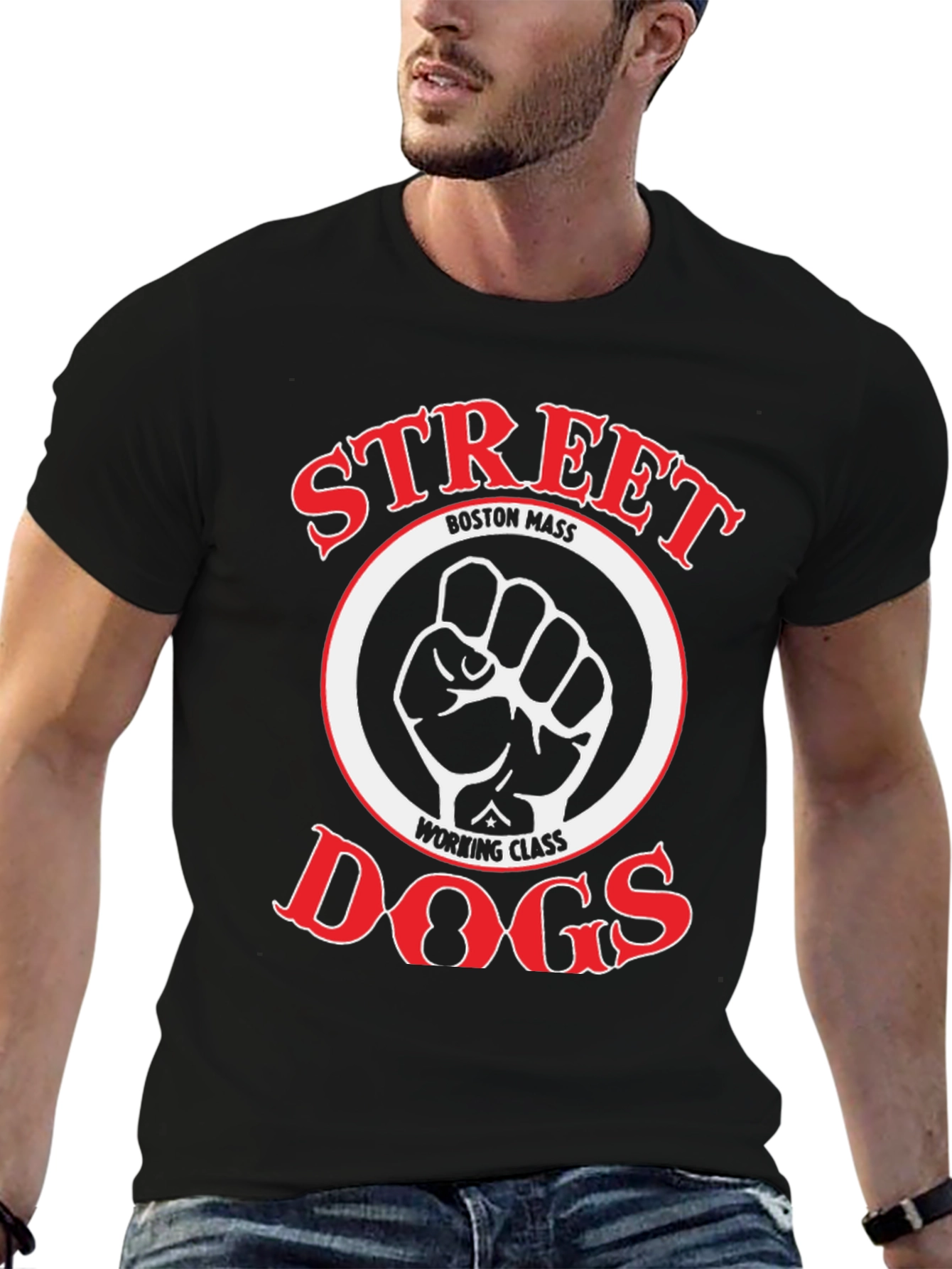 Black Street Dogs Boston Mass Working Class T-Shirt view 6