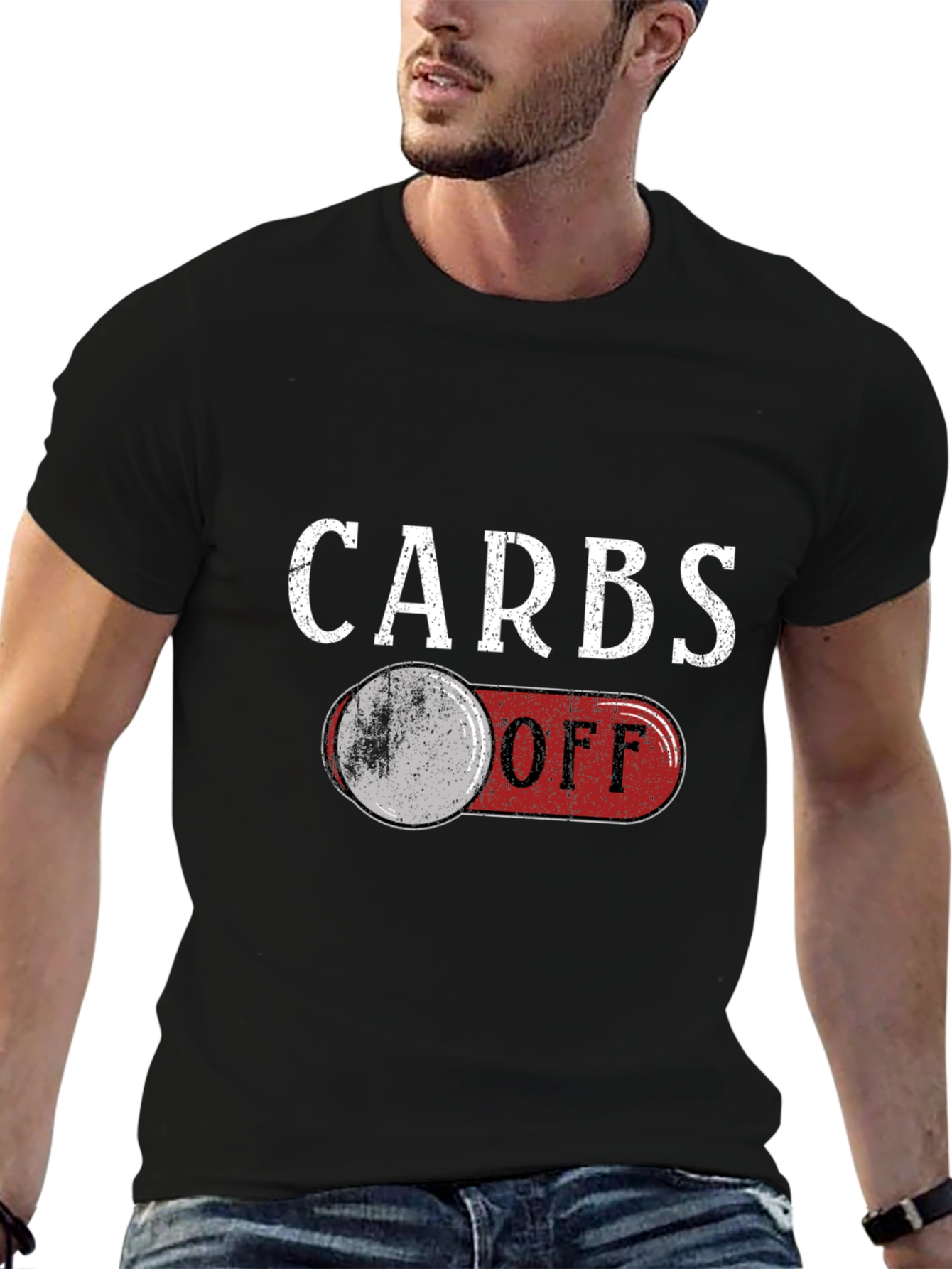 Black Carbs Off Funny Graphic T-Shirt view 6