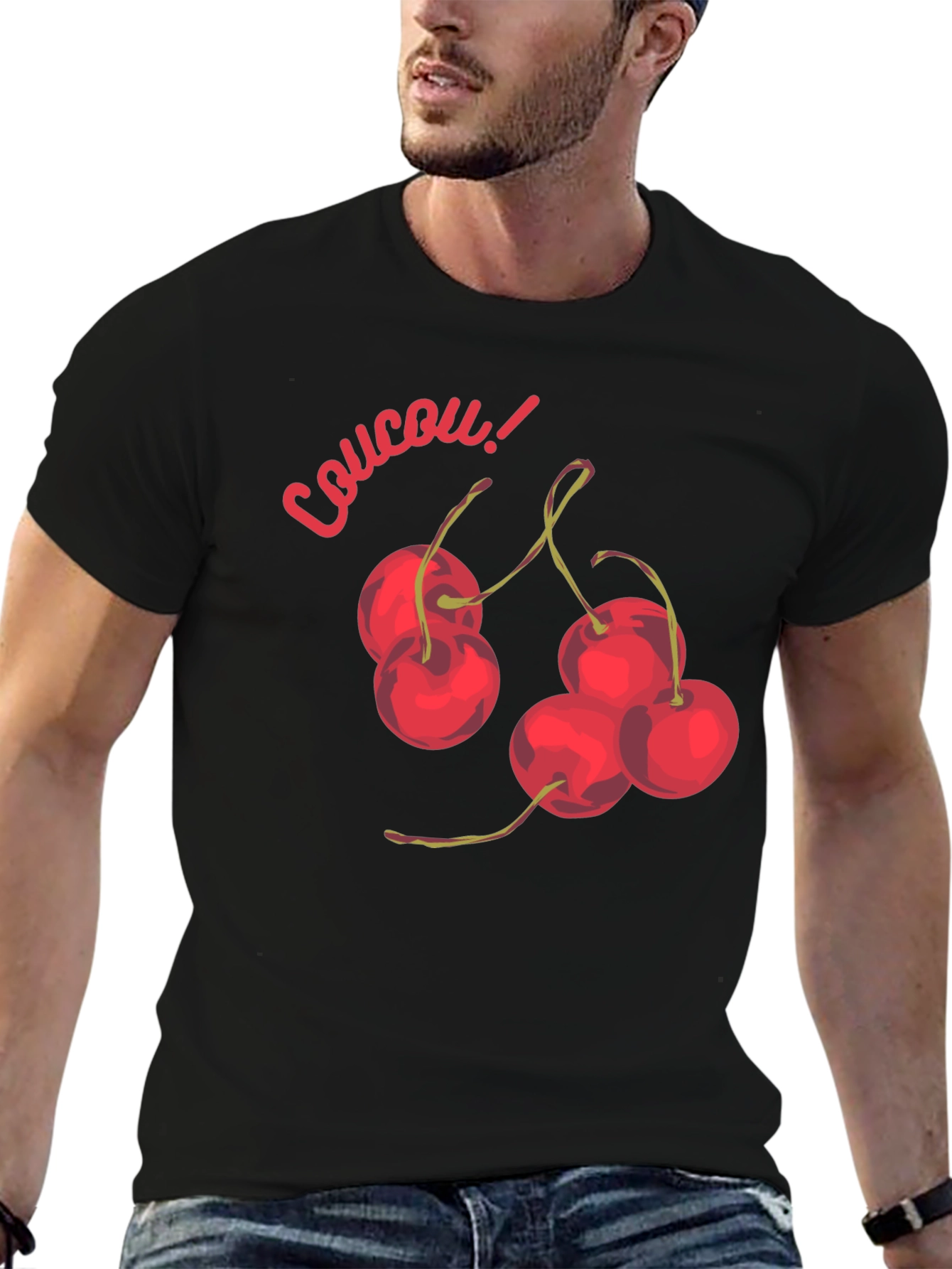 Black Coucou Cherries Black Graphic T-Shirt view 6