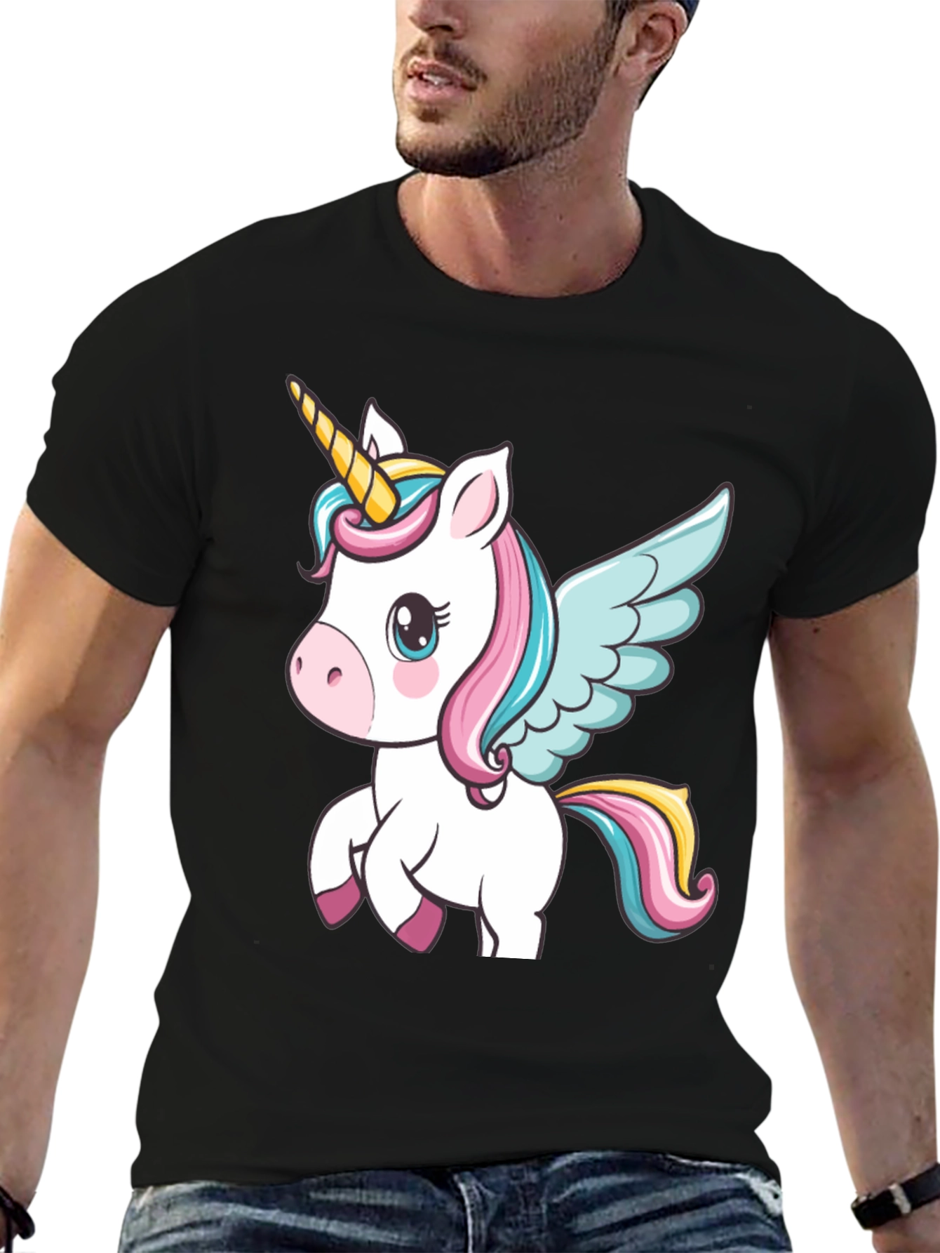 Black Unicorn Graphic Black T-Shirt view 6