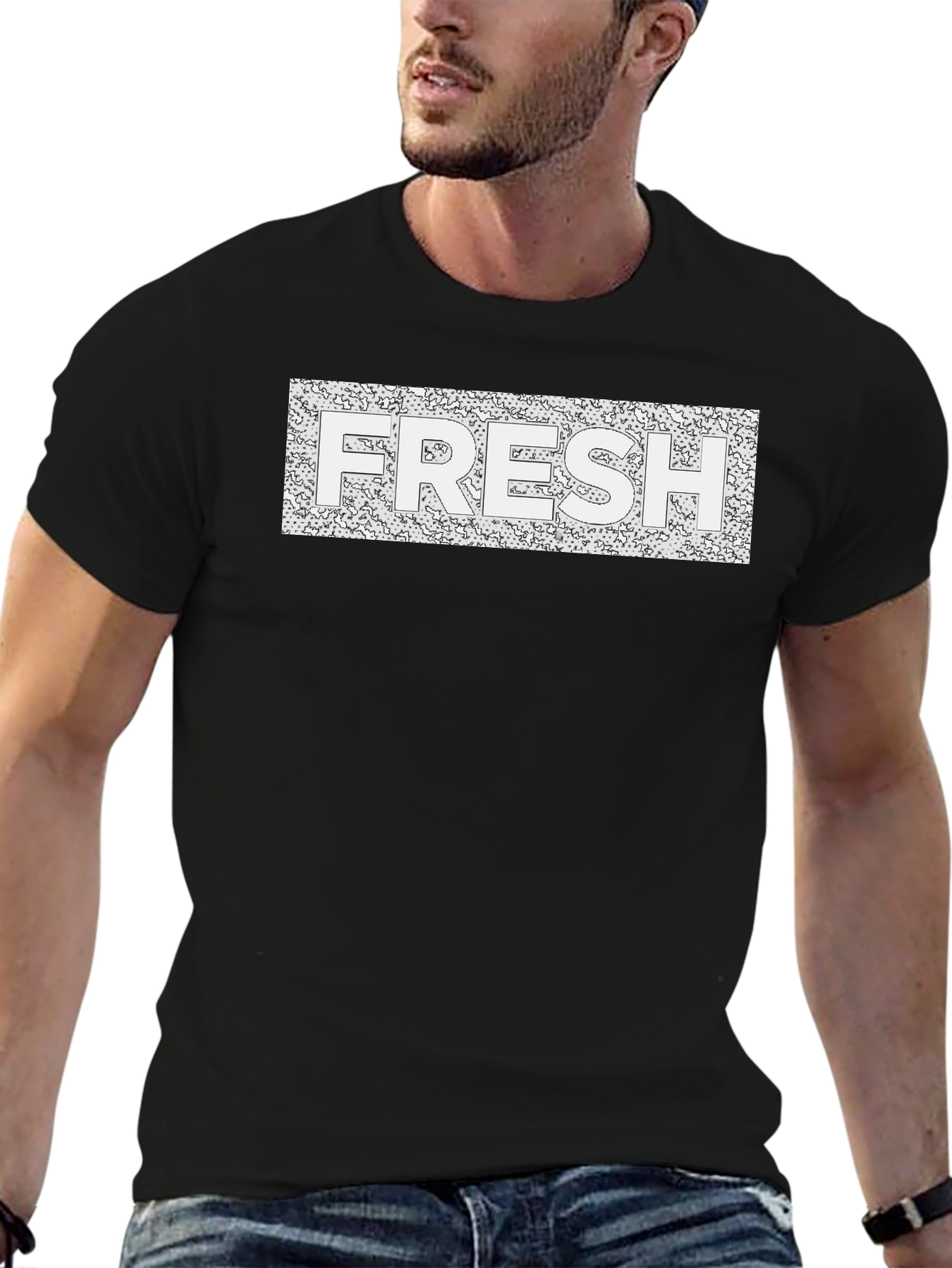 Black Fresh Graphic Tee - Modern Black T-Shirt view 6