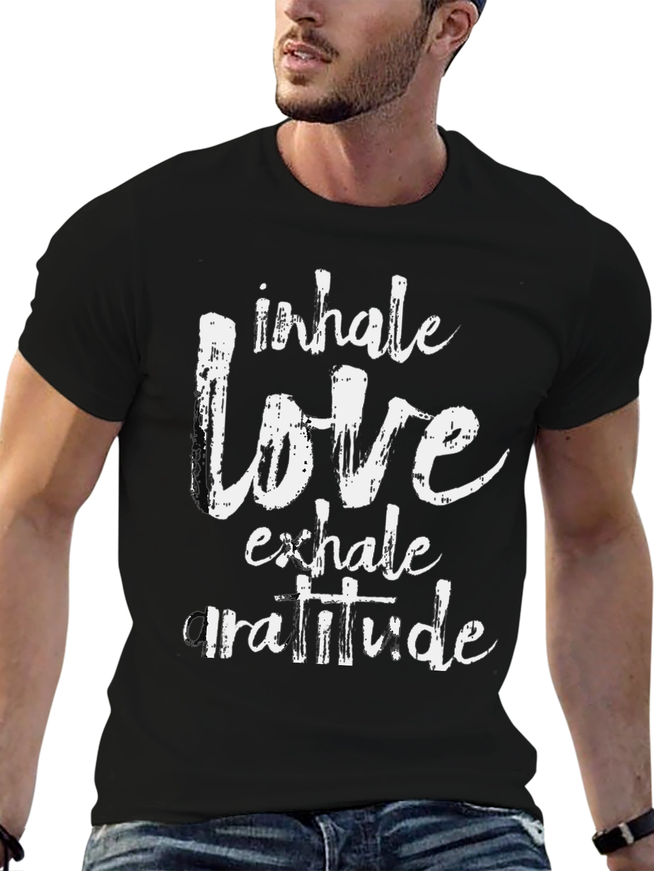 Black Inhale Love Exhale Gratitude Graphic Tee view 6