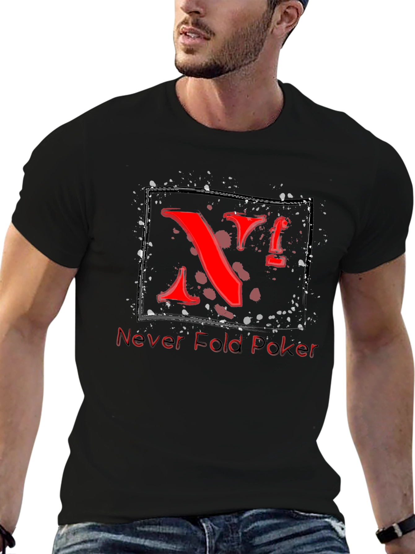 Never Fold Poker Graphic Tee - Unique Red Design - 6