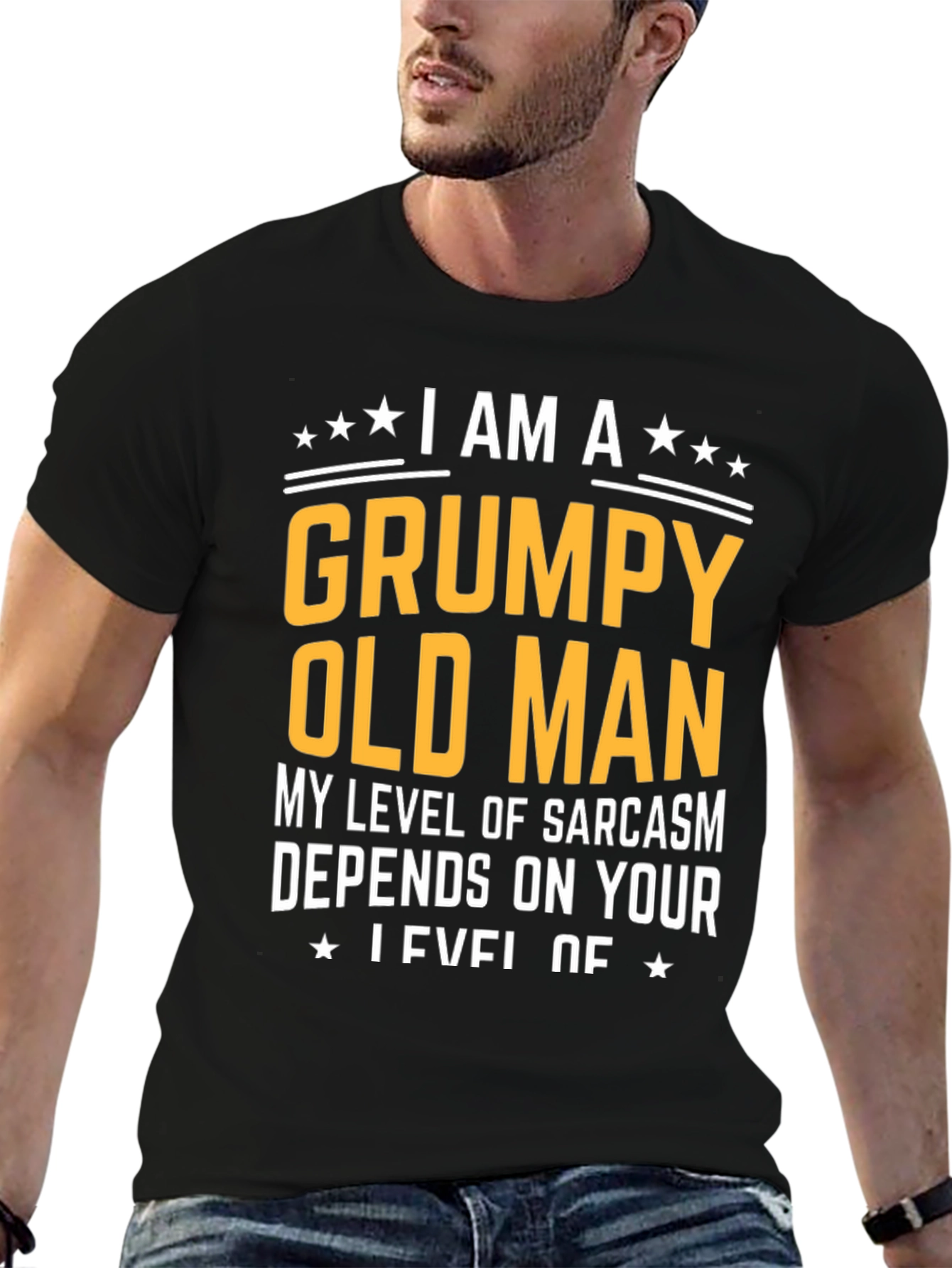 Black Grumpy Old Man Sarcasm T-Shirt - Funny Novelty Tee view 6