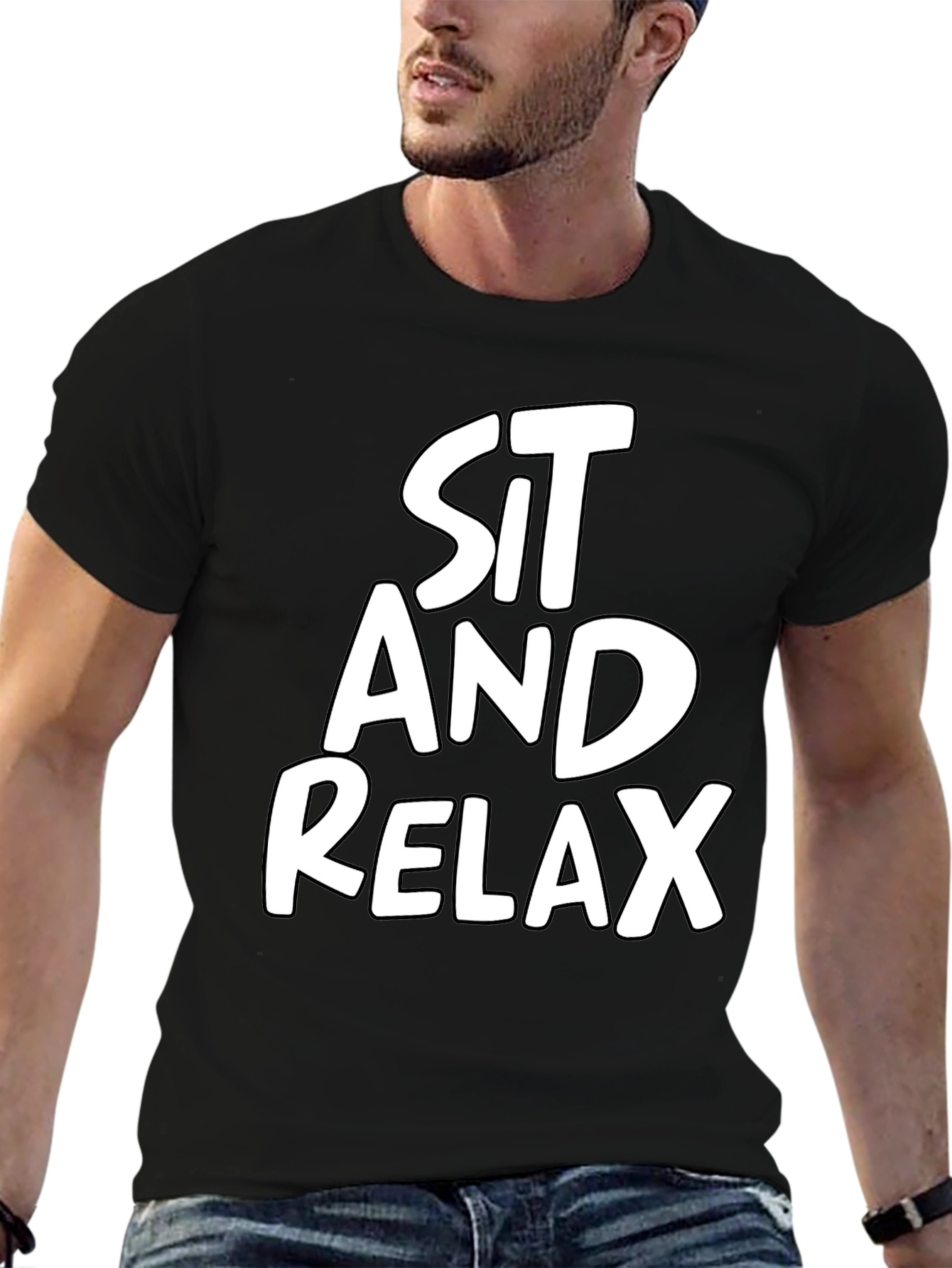 Black Sit and Relax Black T-Shirt Casual Wear view 6