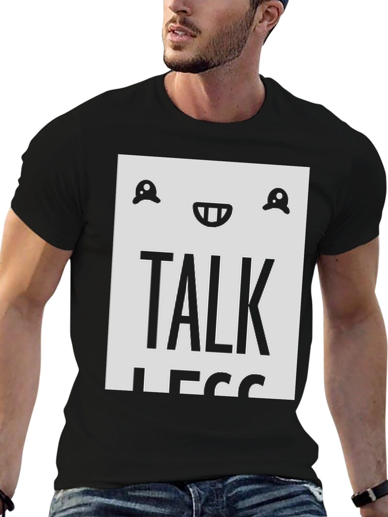 Black Talk Less T-Shirt - Funny Graphic Tee for Introverts view 6