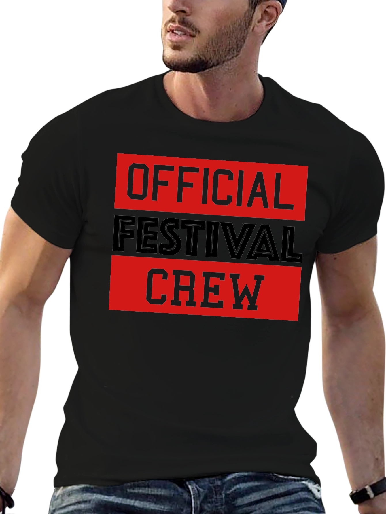 Black Official Festival Crew Black Graphic T-Shirt view 6