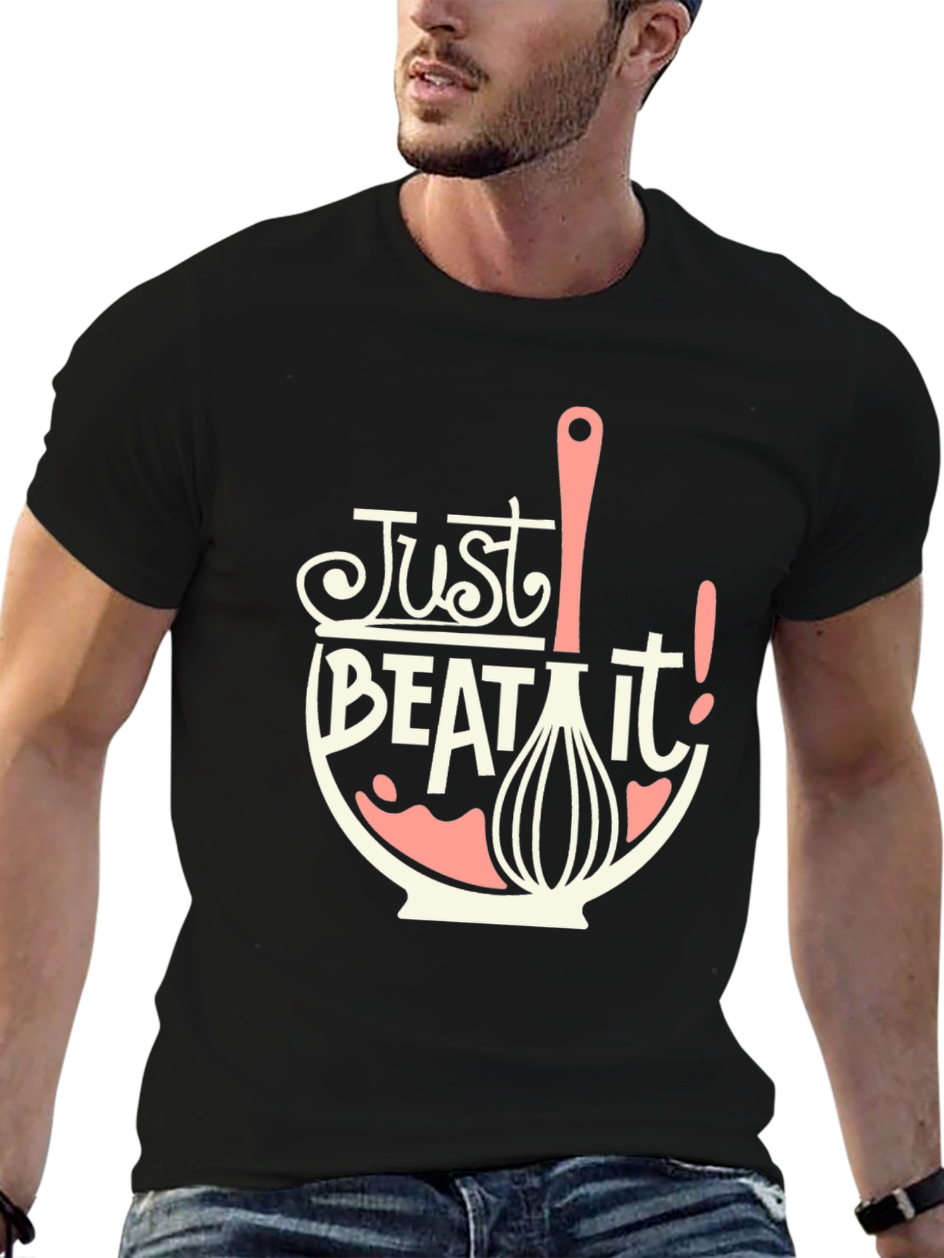 Black Just Beat It T-Shirt - Funny Baking Tee view 6
