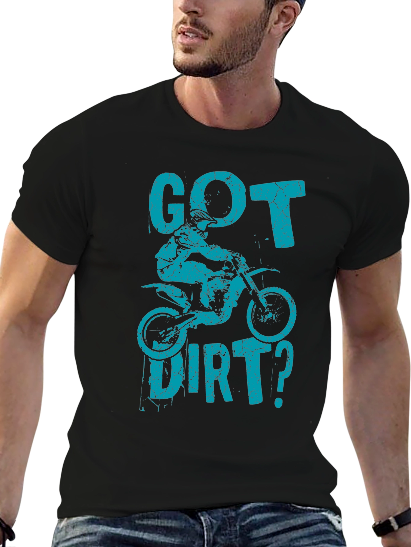 Black Got Dirt? Graphic T-Shirt - Motocross Design view 6