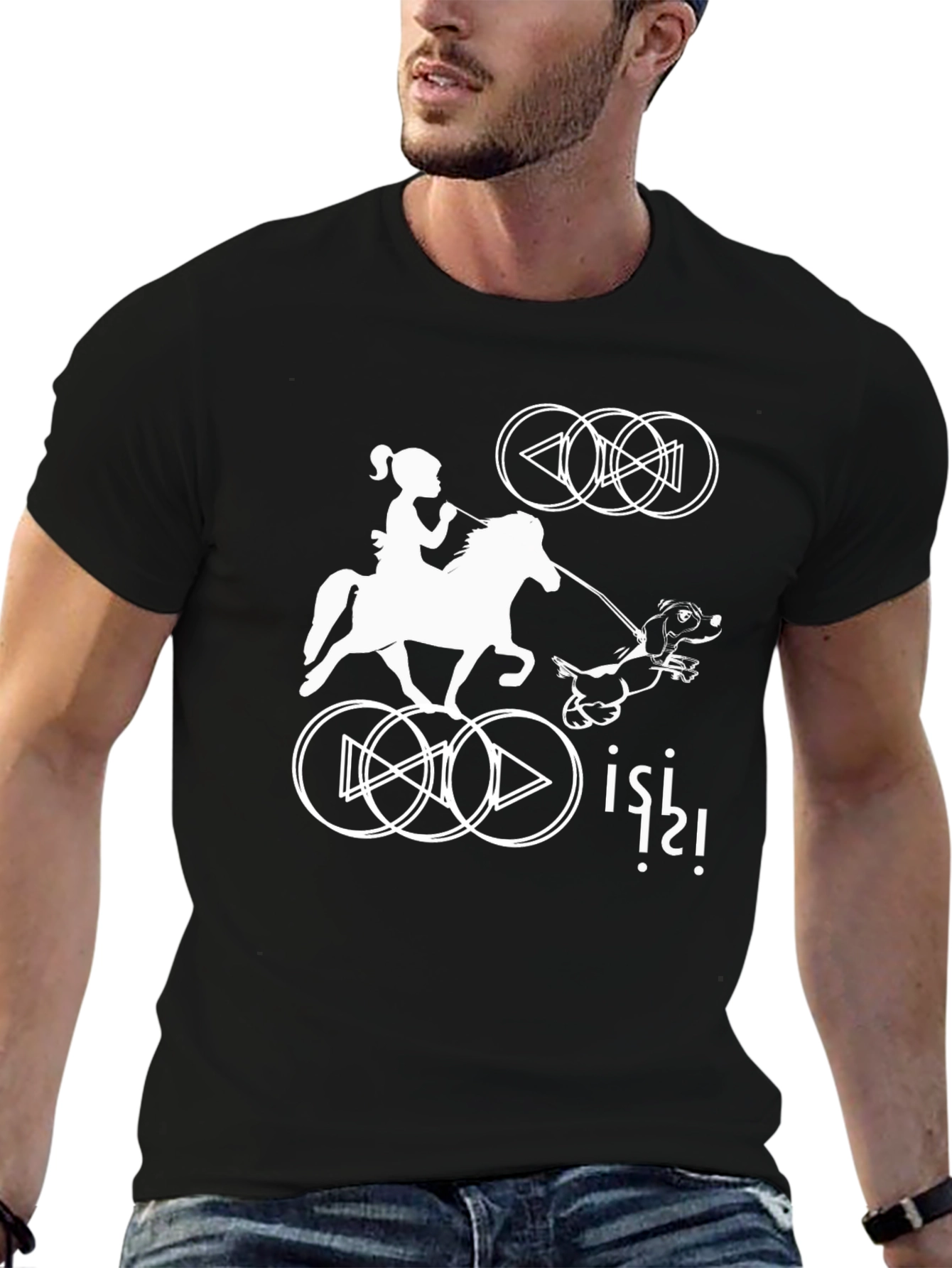 Black Novelty Graphic Tee - Girl, Horse & Hound view 6