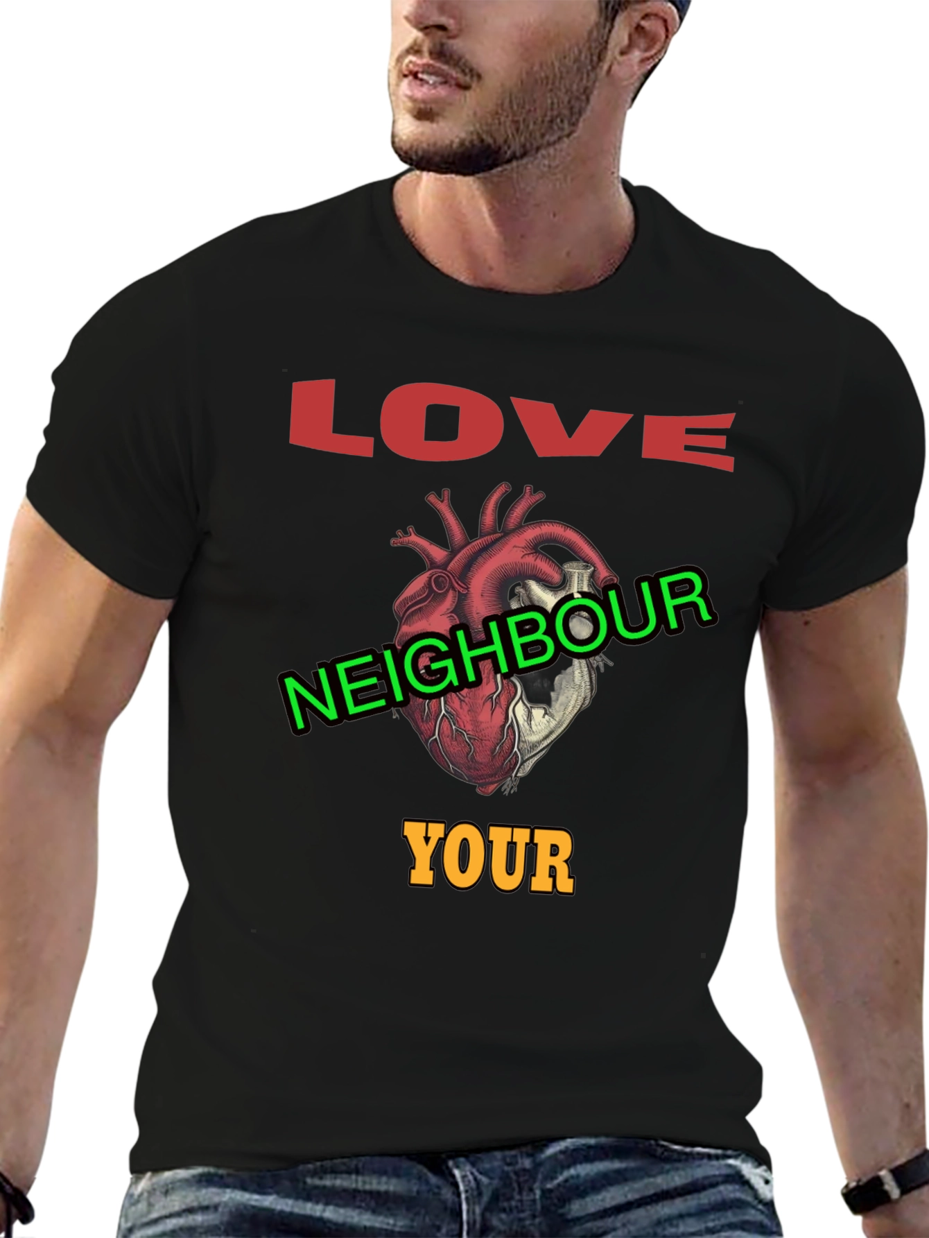 Black Love Your Neighbour T-Shirt Graphic Print view 6
