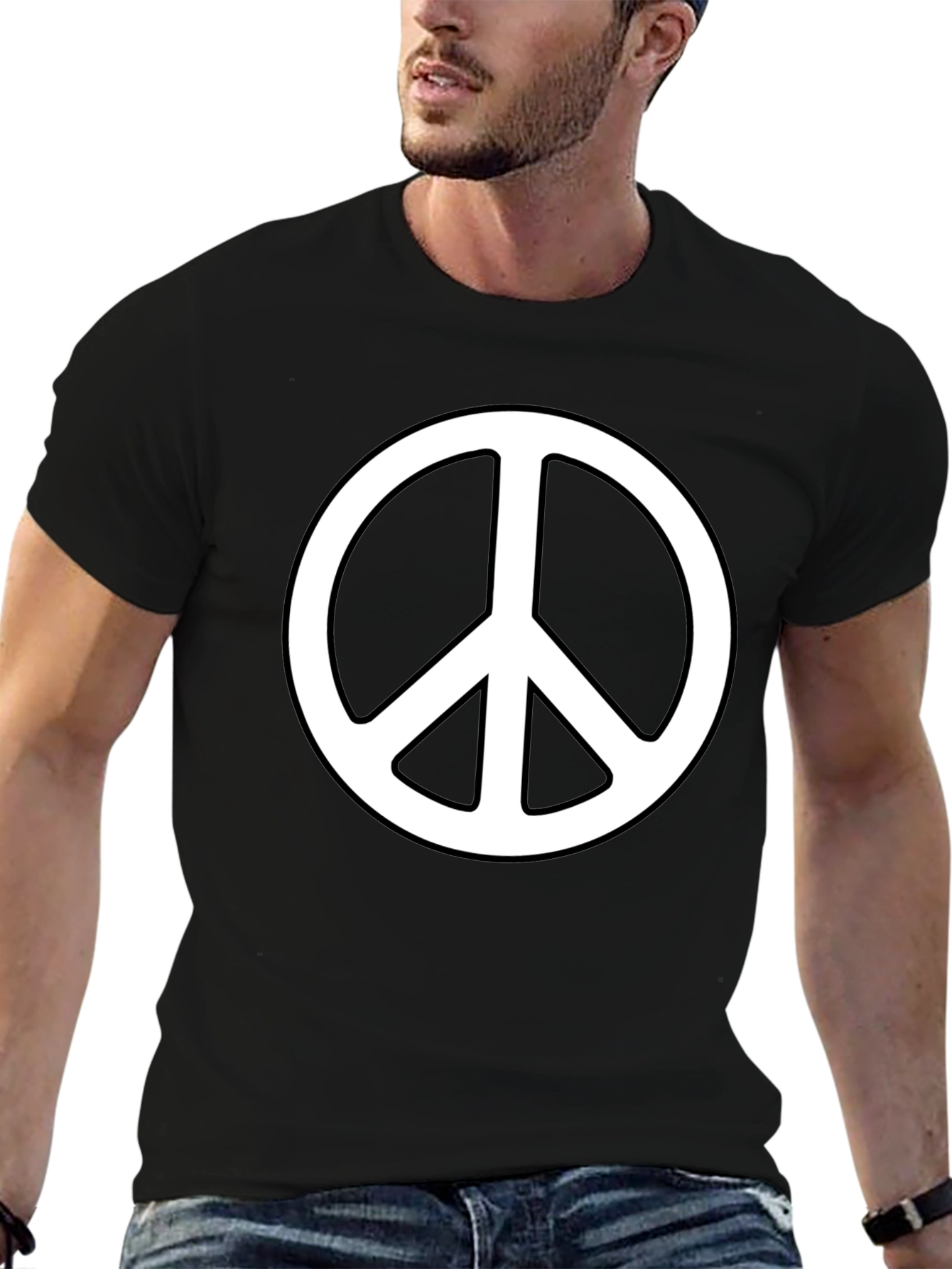 Black Peace Symbol Graphic Tee - Black view 6