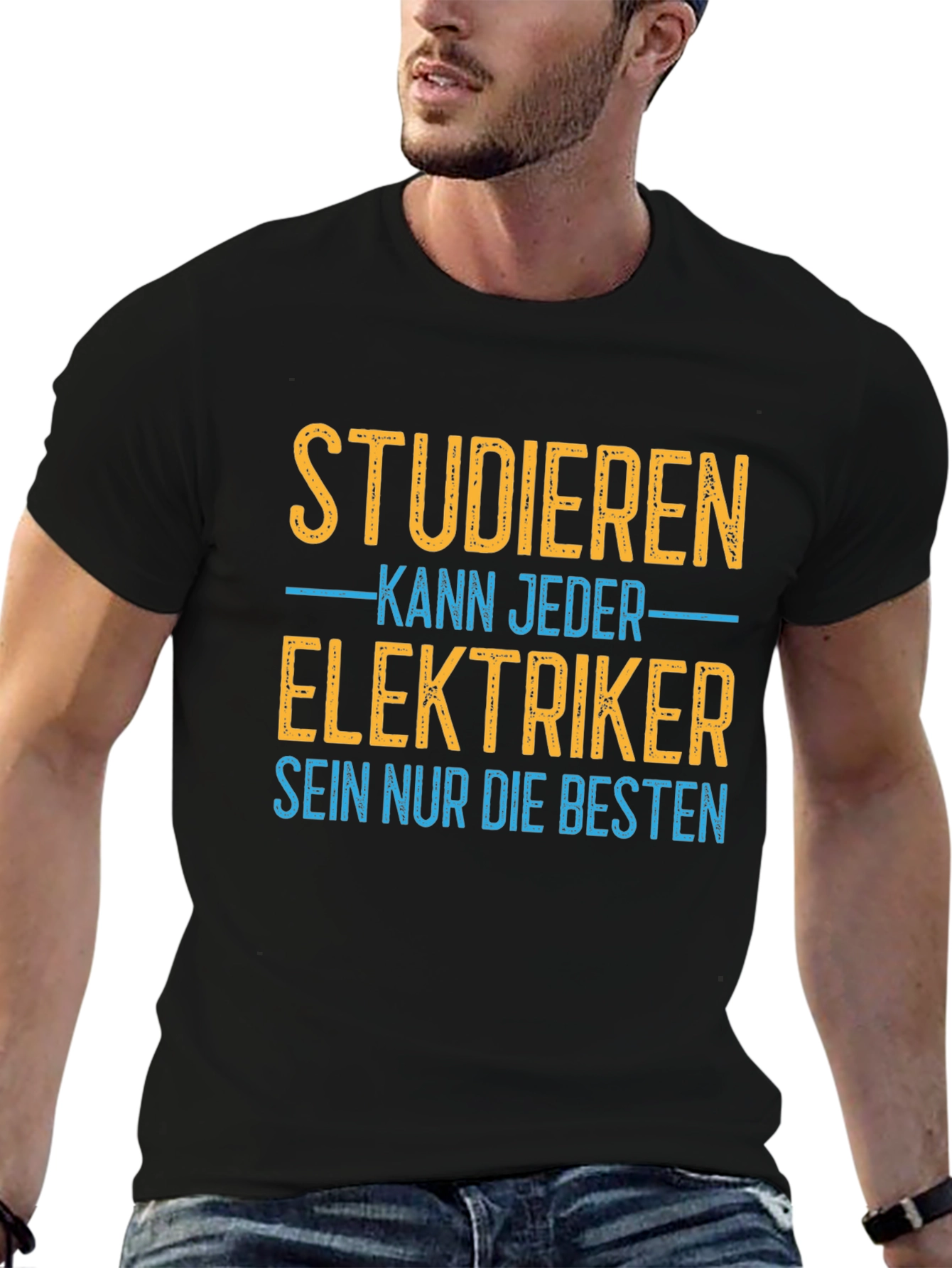 Black Studieren Kann Jeder Elektriker T-Shirt view 6