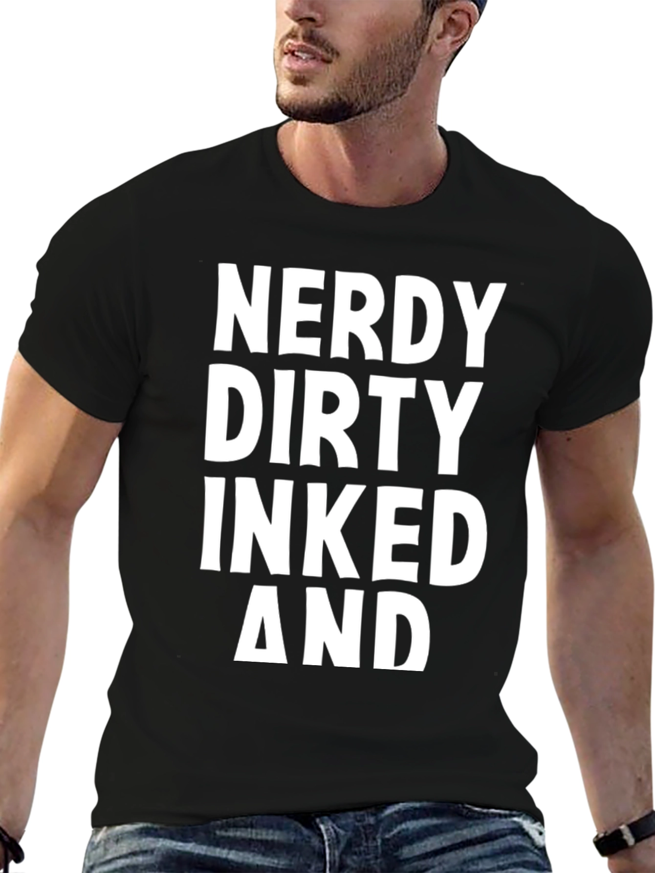 Black Nerdy Dirty Inked and Proud Graphic Tee view 6