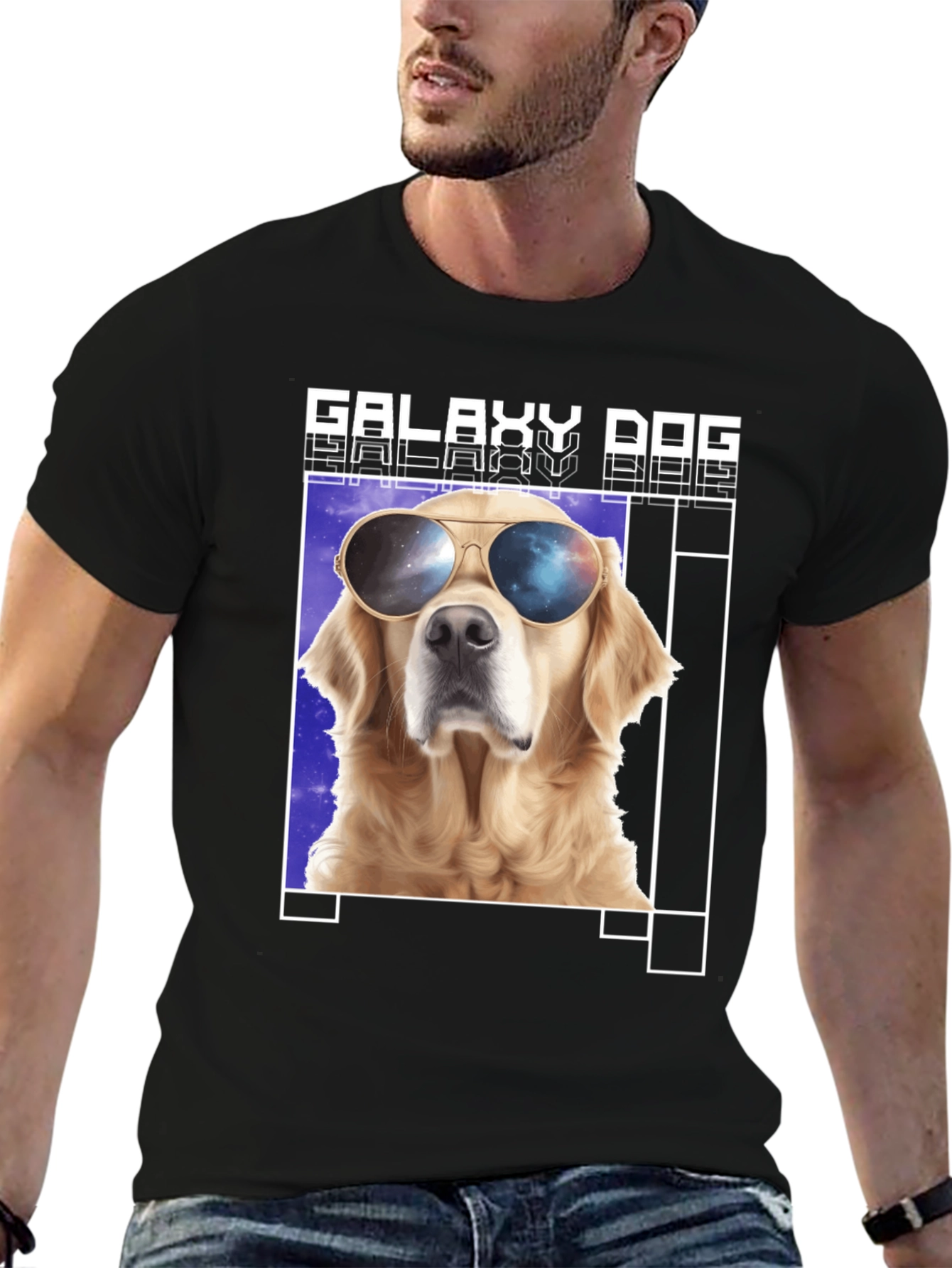 Black Galaxy Dog T-Shirt - Cool Canine in Space Shades view 6