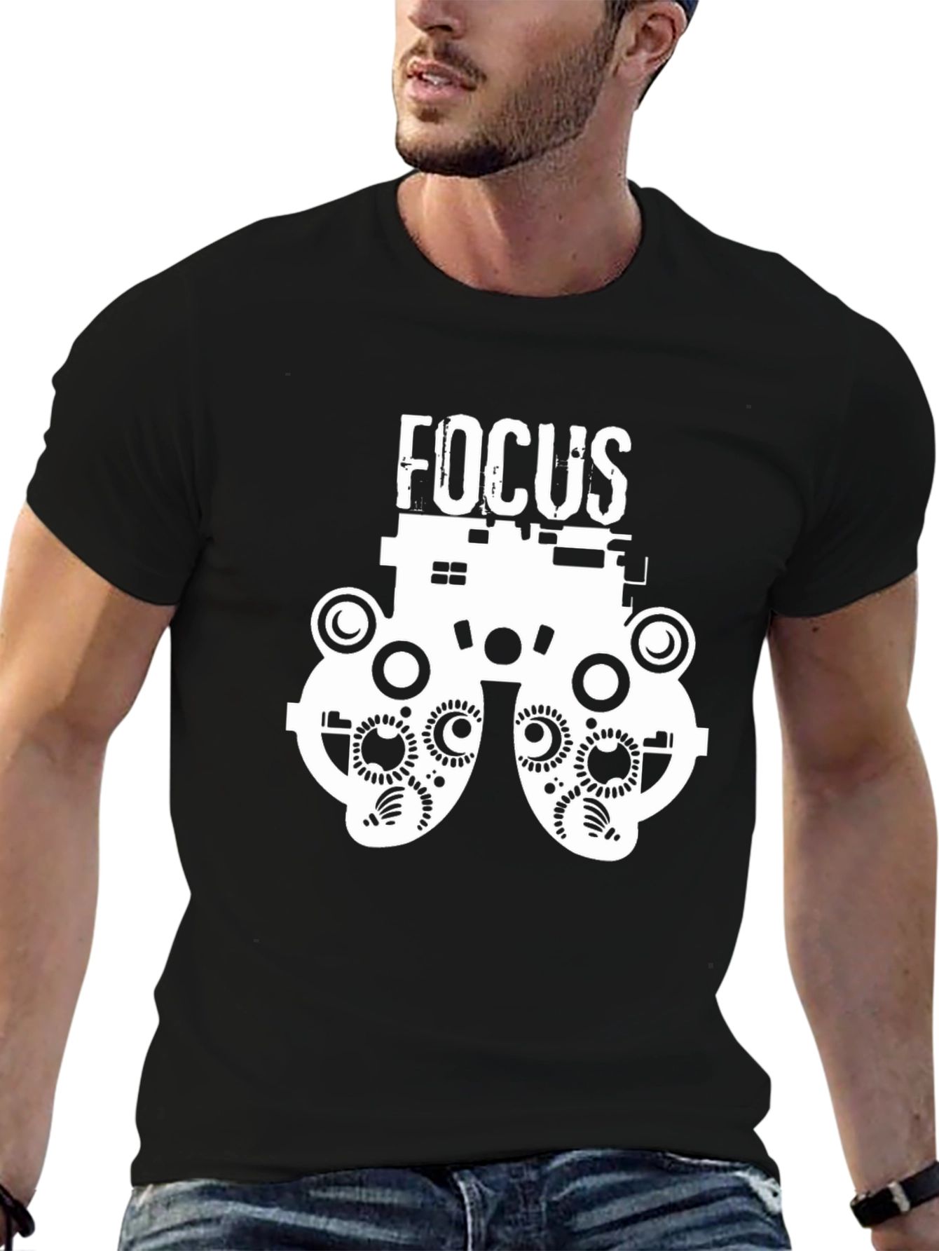 Black Focus Optometrist T-Shirt - Funny Eye Exam Tee view 6