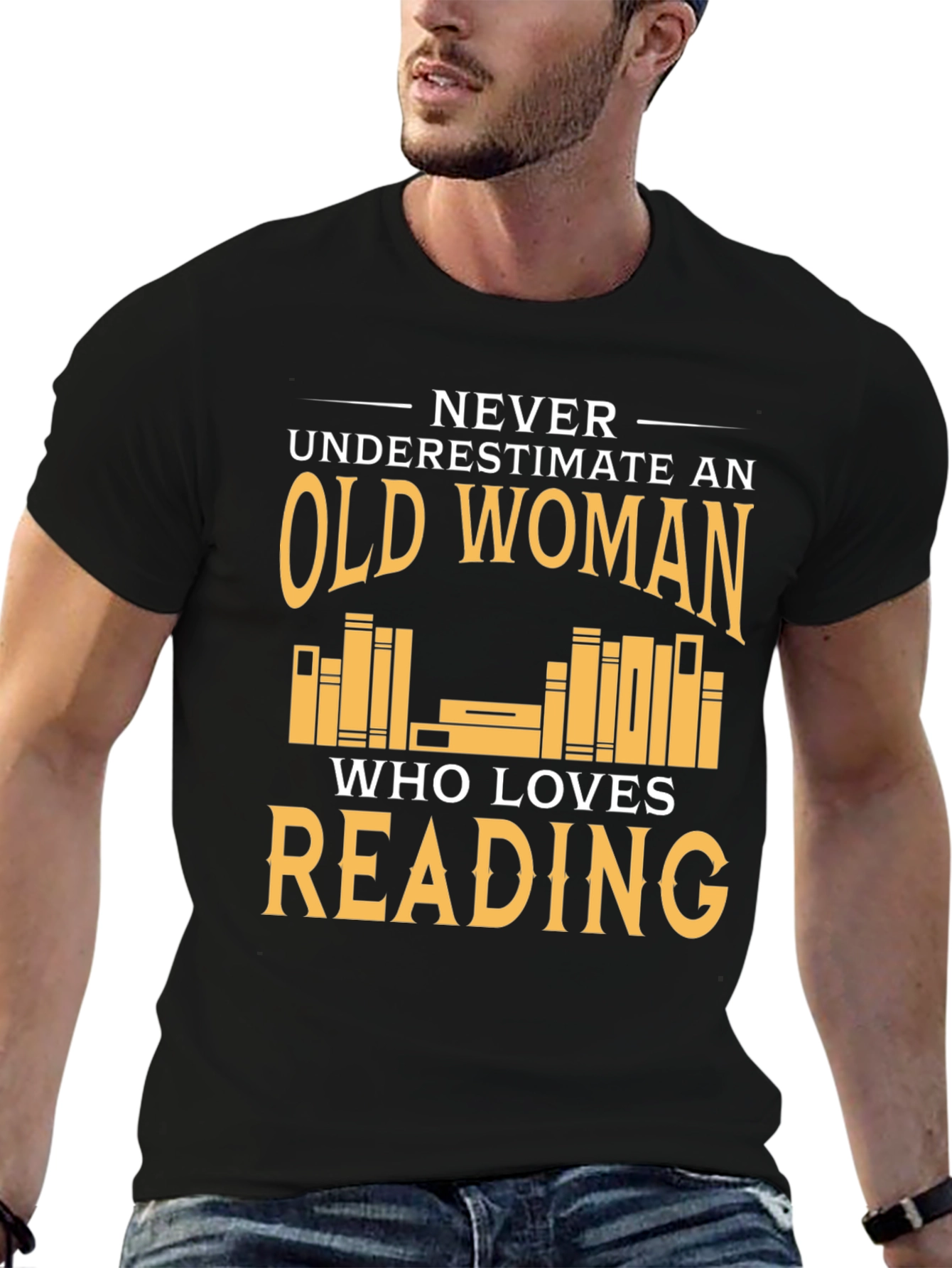 Black Funny Old Woman Reading T-Shirt view 6