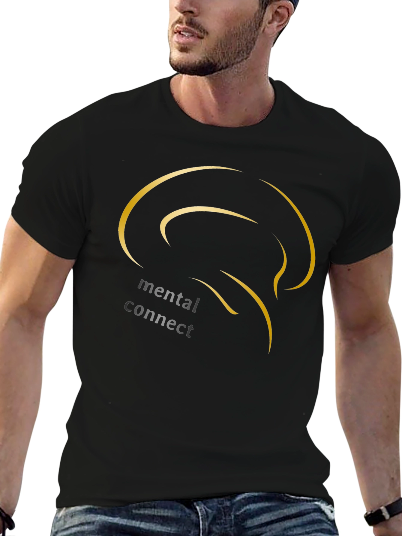 Black Mental Connect Black T-Shirt view 6
