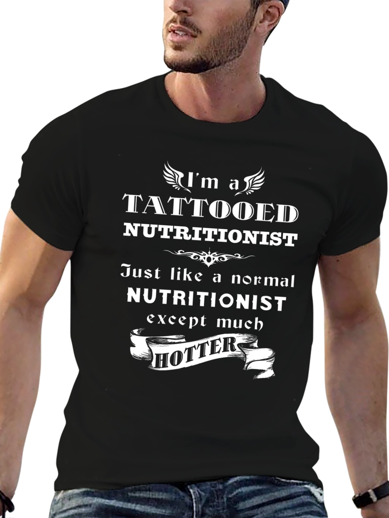 Black Tattooed Nutritionist T-Shirt - Funny & Stylish view 6
