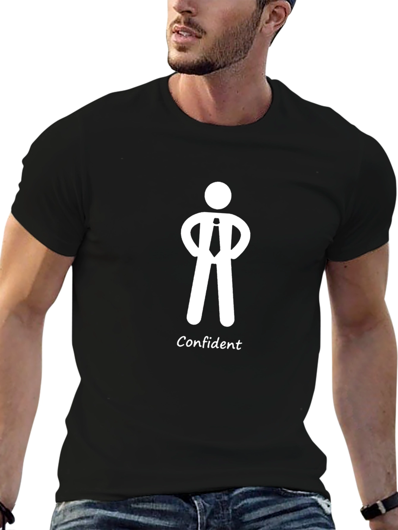 Black Confident Man Graphic Tee - Black view 6
