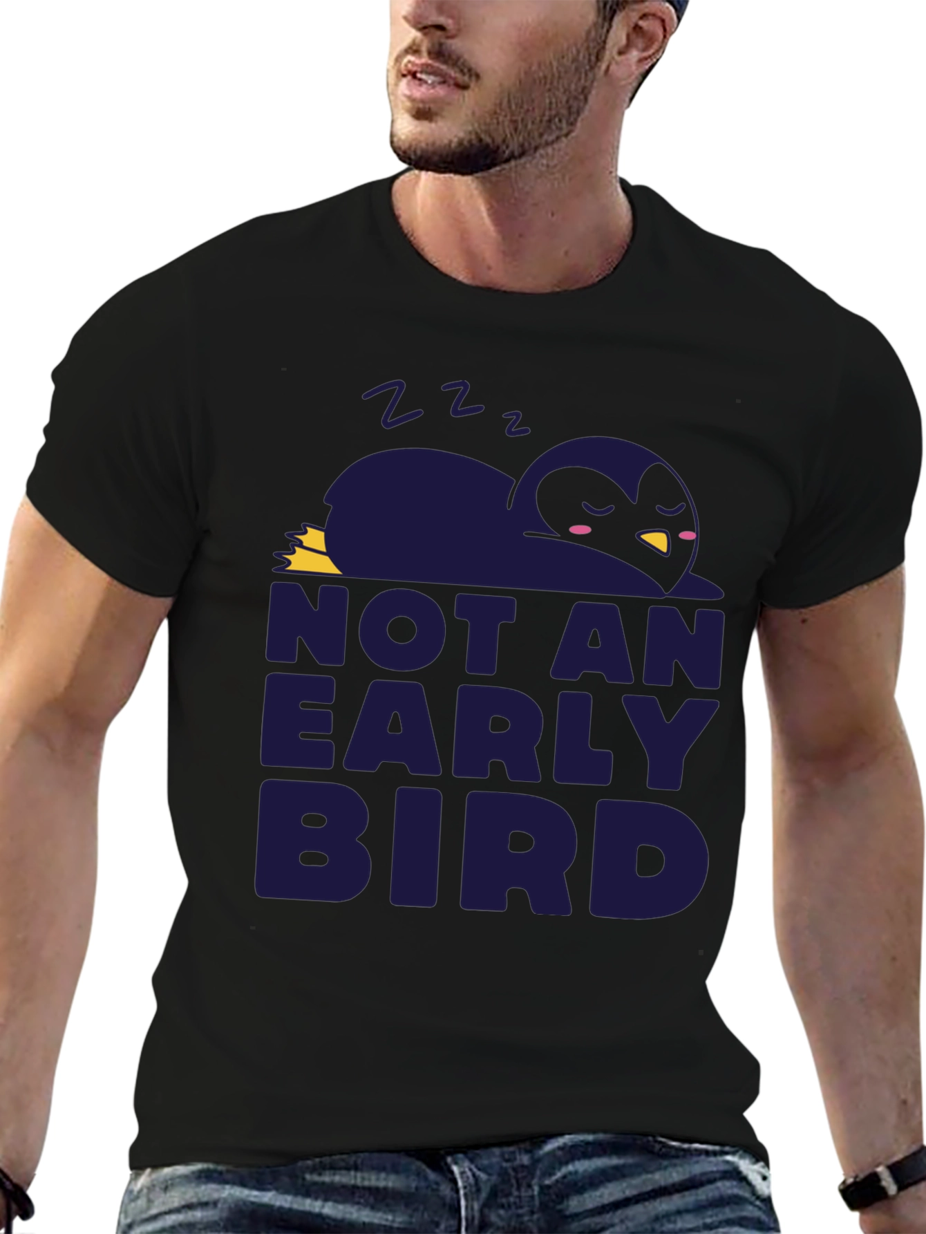 Black Not An Early Bird Graphic Tee - Soft Cotton Comfort view 6