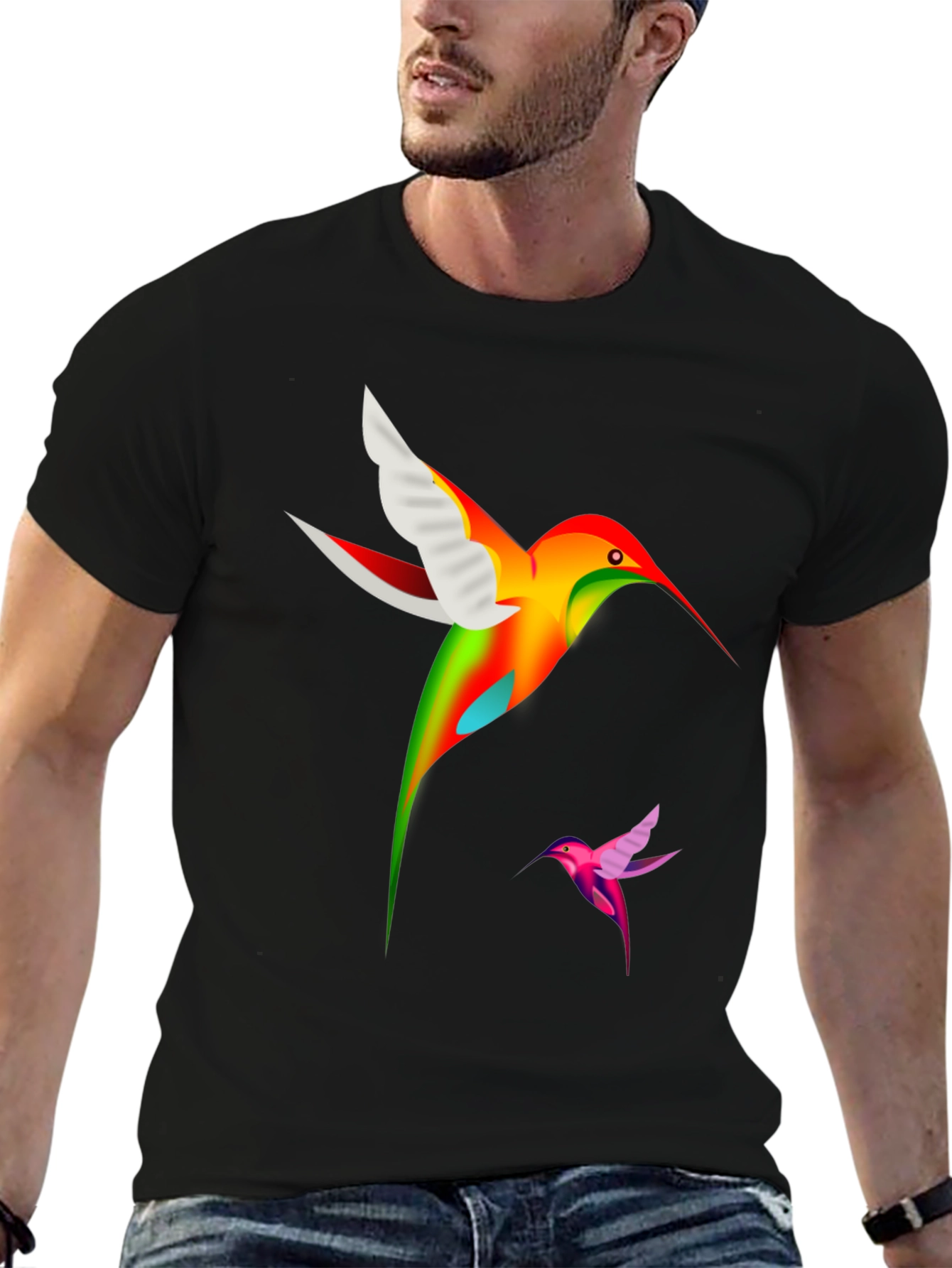 Black Hummingbird Graphic Tee - Bold Bird Design view 6