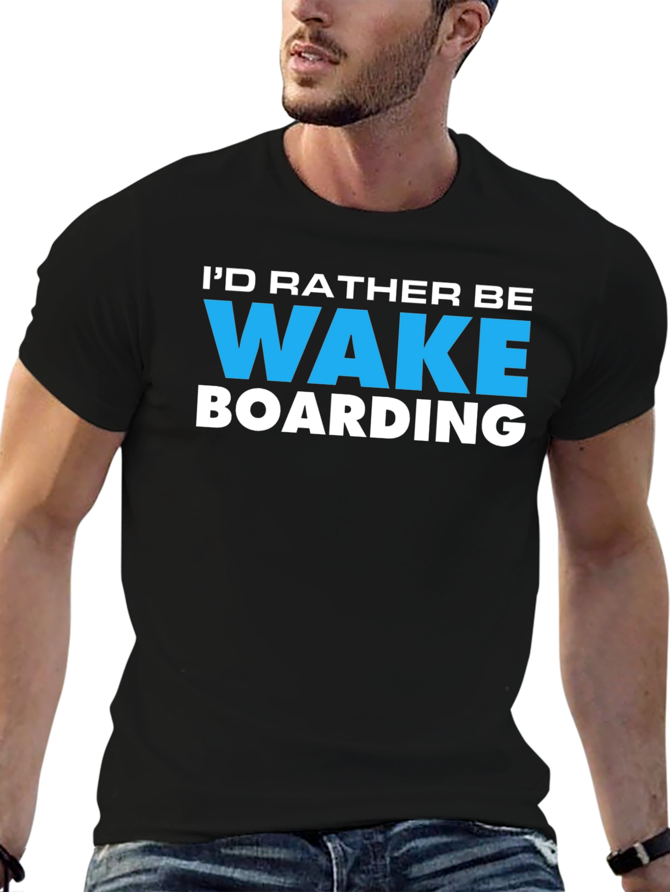 Black Wakeboarding Graphic Tee - Black Cotton Blend view 6