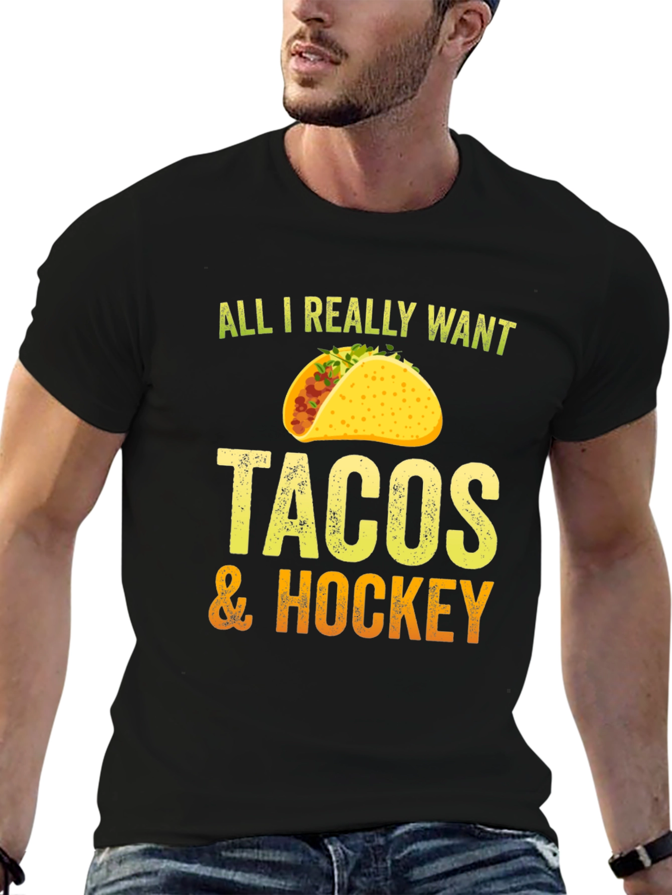 Black Tacos & Hockey Graphic Tee view 6