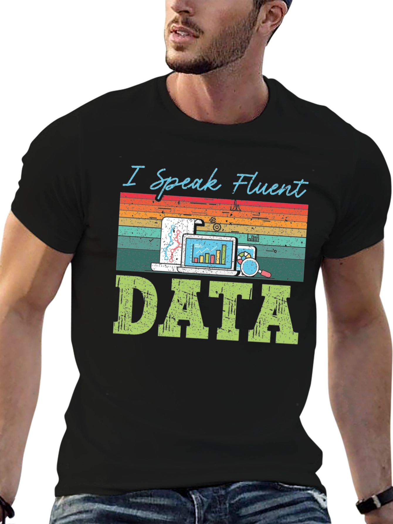 Black I Speak Fluent Data T-Shirt - Data Analyst Tee view 6