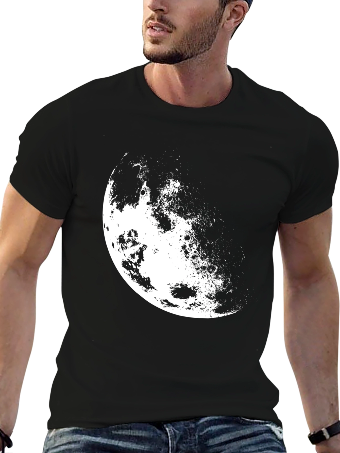 Black Lunar Phase Black T-Shirt view 6