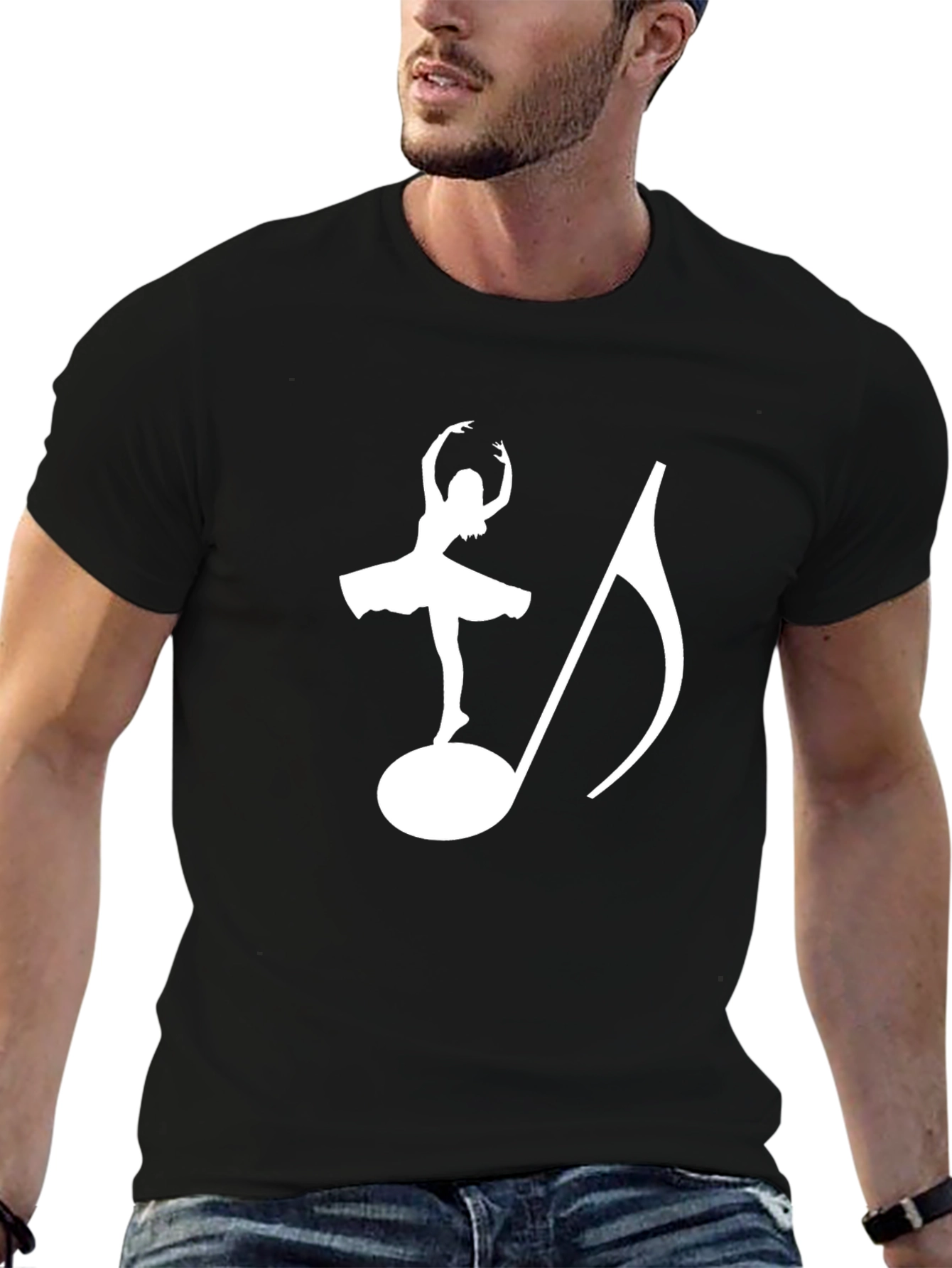 Black Ballerina & Music Note Graphic T-Shirt view 6