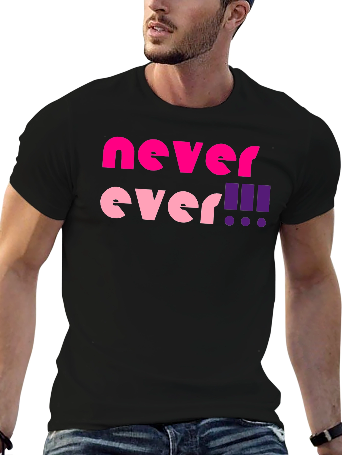 Black Never Ever! Graphic T-Shirt view 6