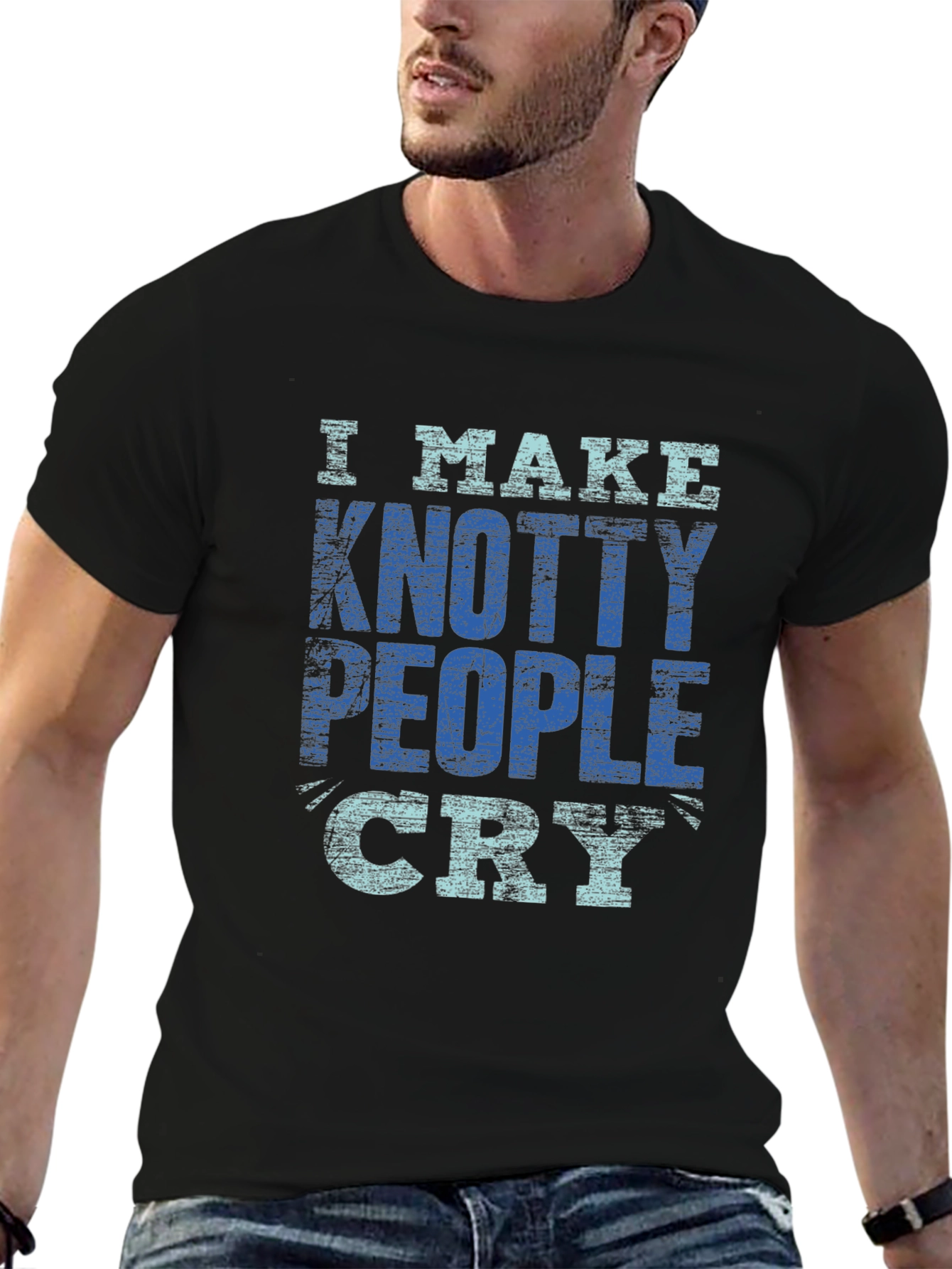 Black Knotty People Cry T-Shirt - Funny Sarcastic Tee view 6