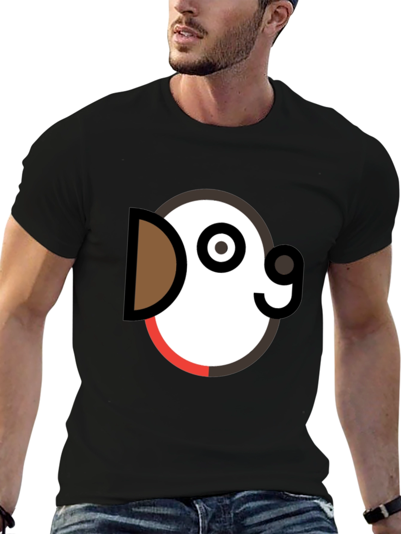 Black Dog Graphic Tee - Black Crew Neck T-Shirt view 6